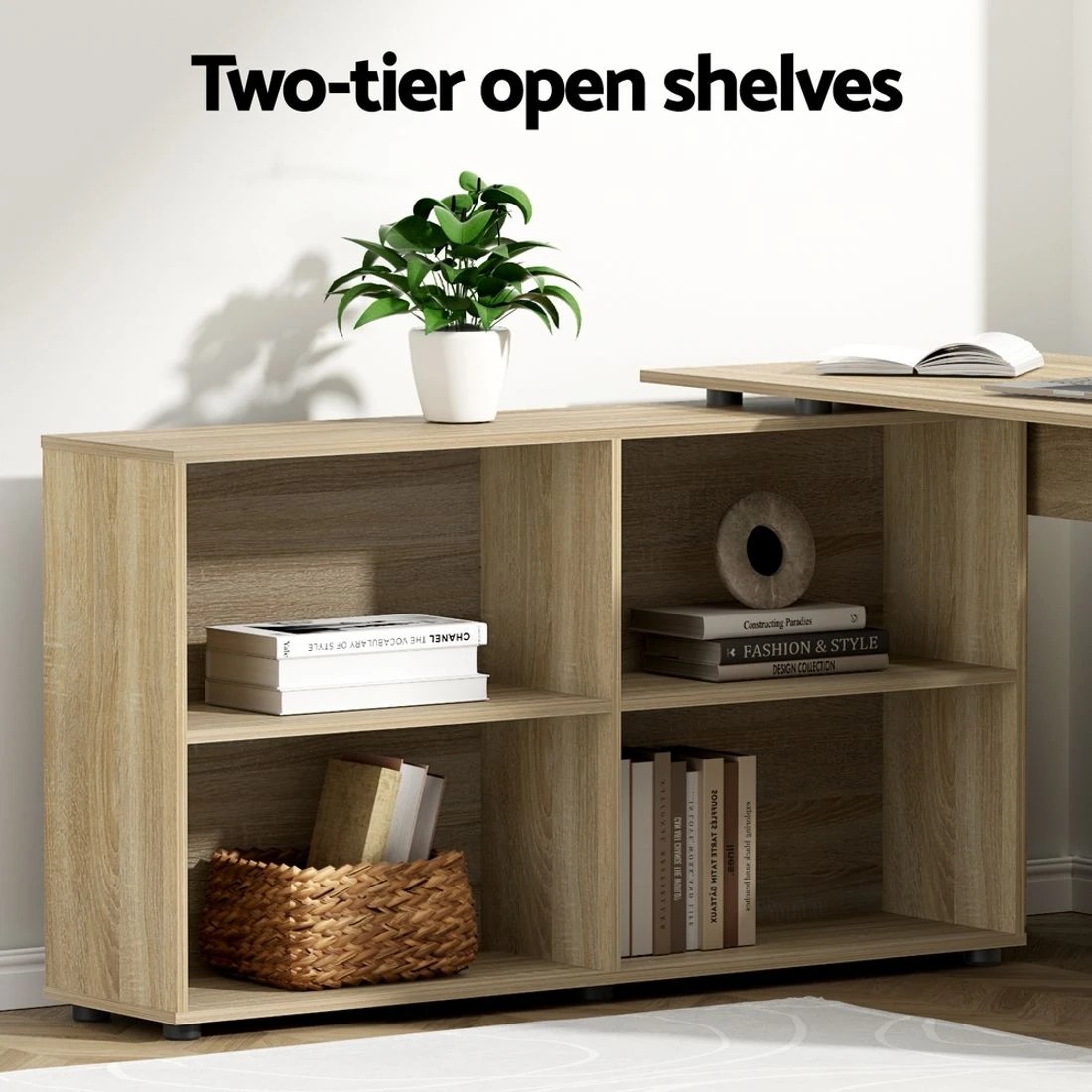 6 Artiss Computer Desk Bookshelf Oak 130CM - Brown, 6 of 7