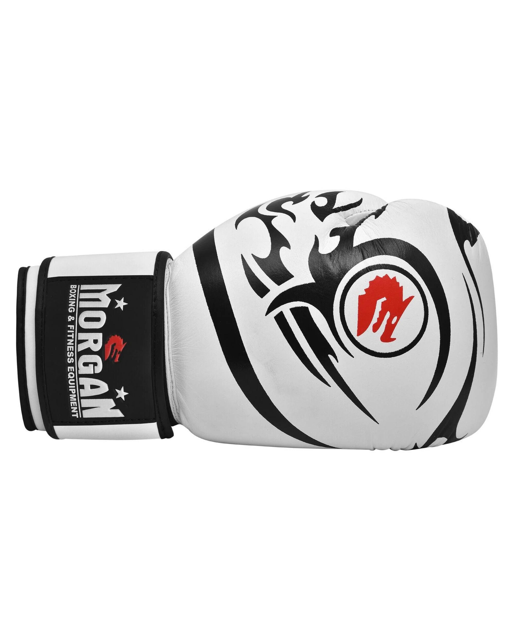 5 Morgan Sports Elite Boxing & Muay Thai Leather Gloves 16oz - White, 5 of 5