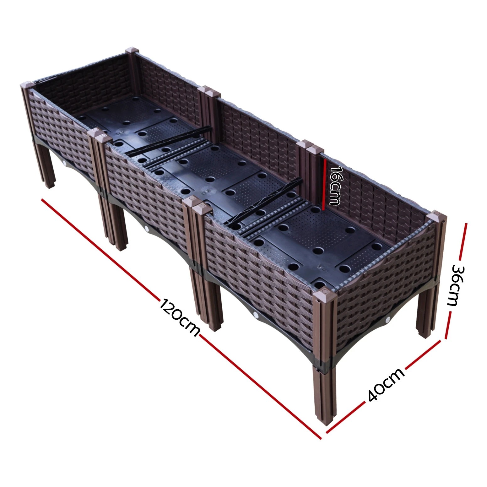 2 Green Fingers Garden Bed 120x40x36cm PP Planter Box Raised Container Growing Herb - Brown, 2 of 4