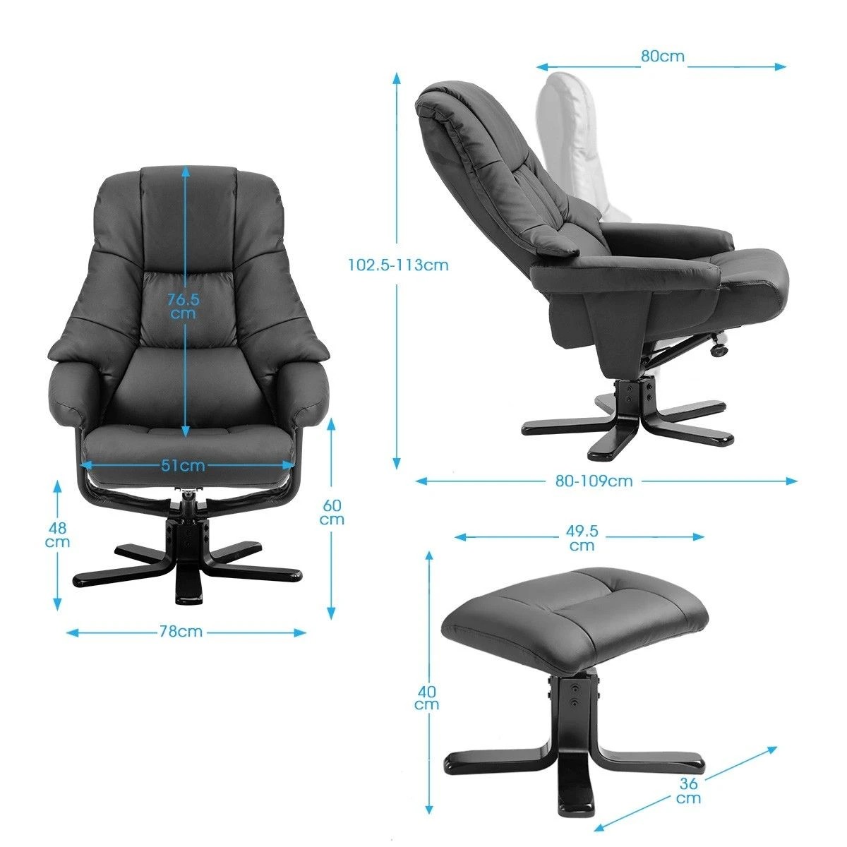 2 LUXDREAM Full Body Massage Recliner Chair 8-Point Heated Office Chair - Black - Black, 2 of 8