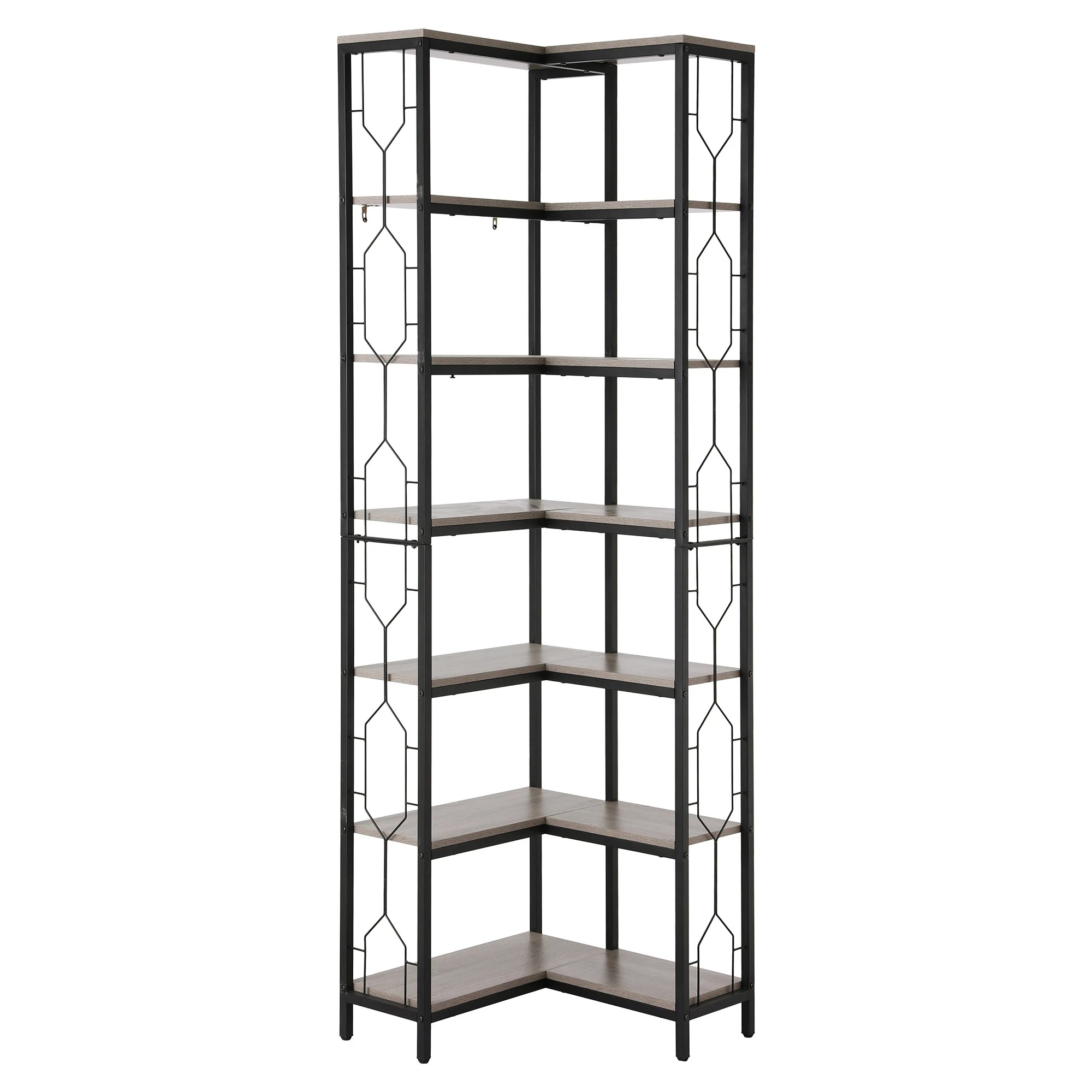 1 Artiss 6 Tiers Bookshelf Corner Shelf Bookcase Display Shelves Oak - Brown, 1 of 9