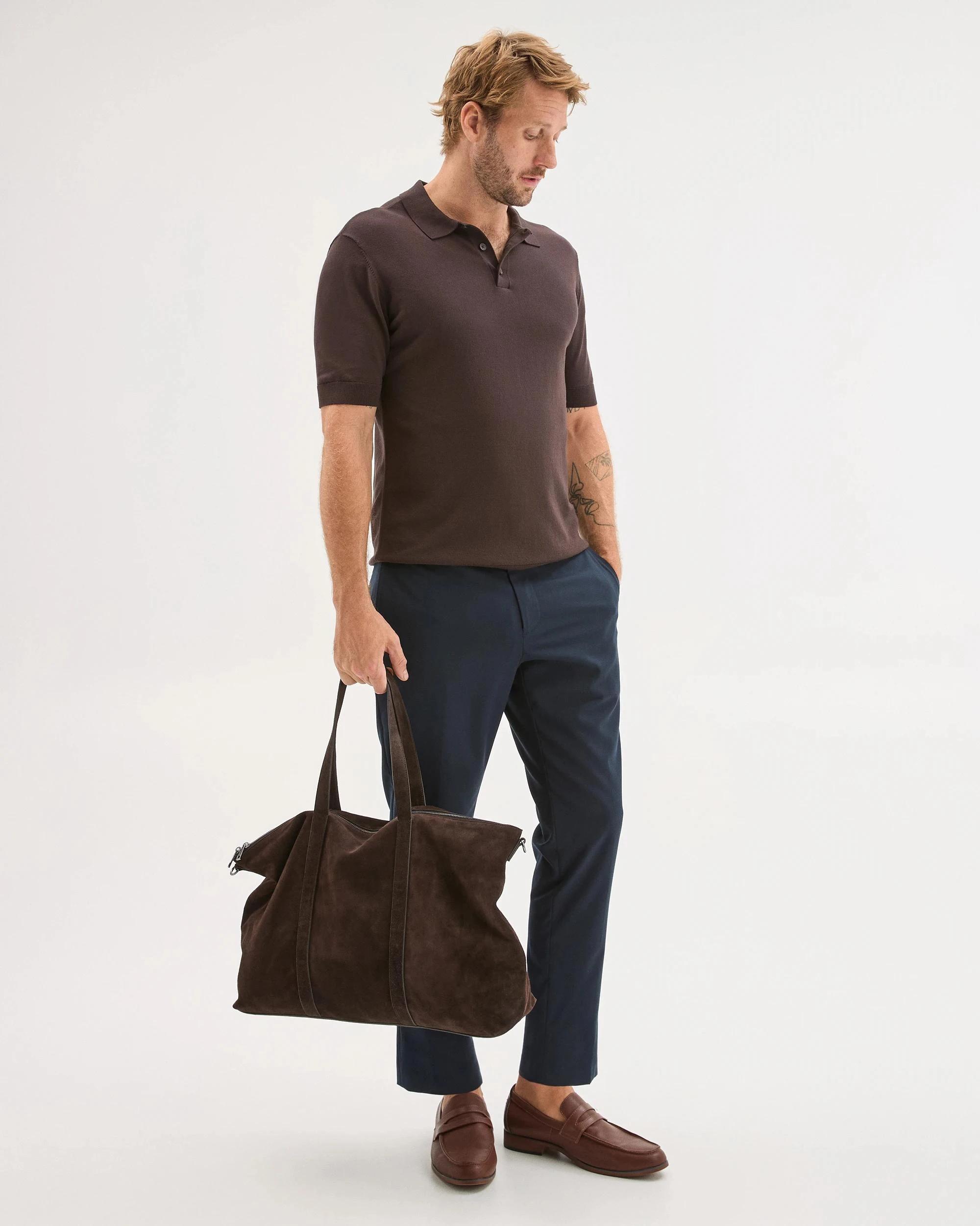 3 Preview Premium Suede Leather Duffle Bag BITTER CHOCOLATE, 3 of 3