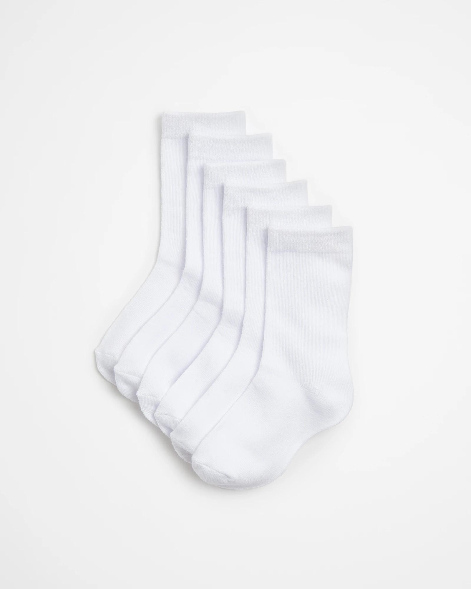1 Maxx School Crew Socks 6 Pack WHITE, 1 of 3