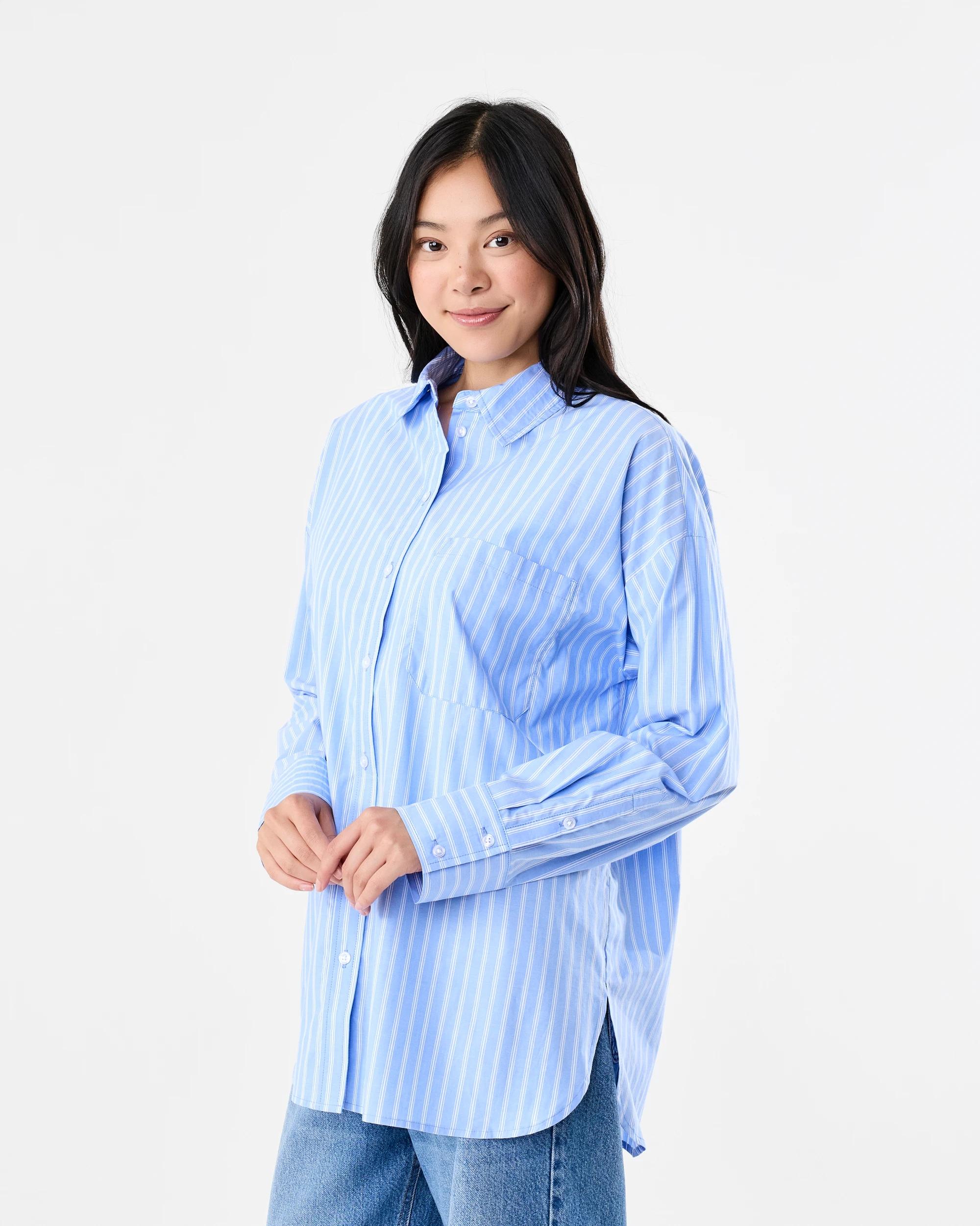 3 Long Sleeve Oversized Stripe Shirt Tina Strp, 3 of 8