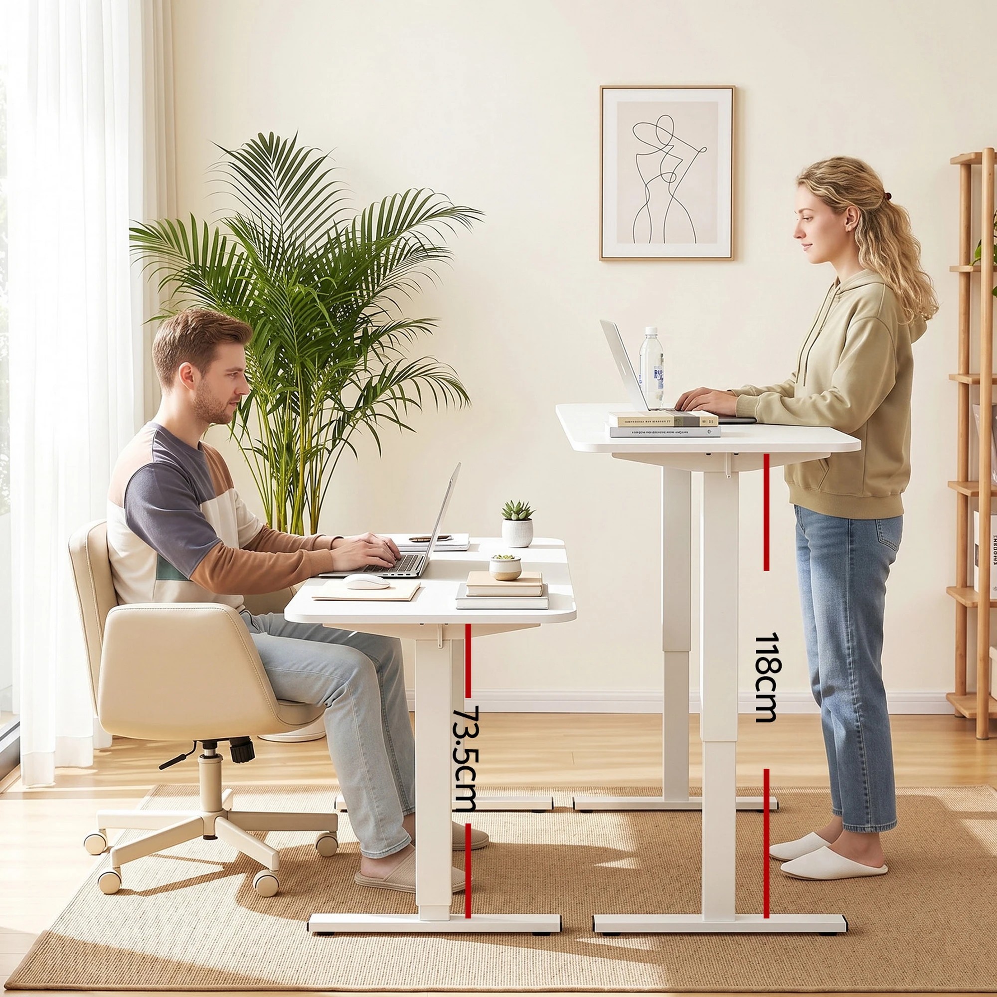 6 Artiss Criss Cross Chair with Wheels &Adjustable Armrests and Electric Standing Desk 140cm Set - Multi, 6 of 8
