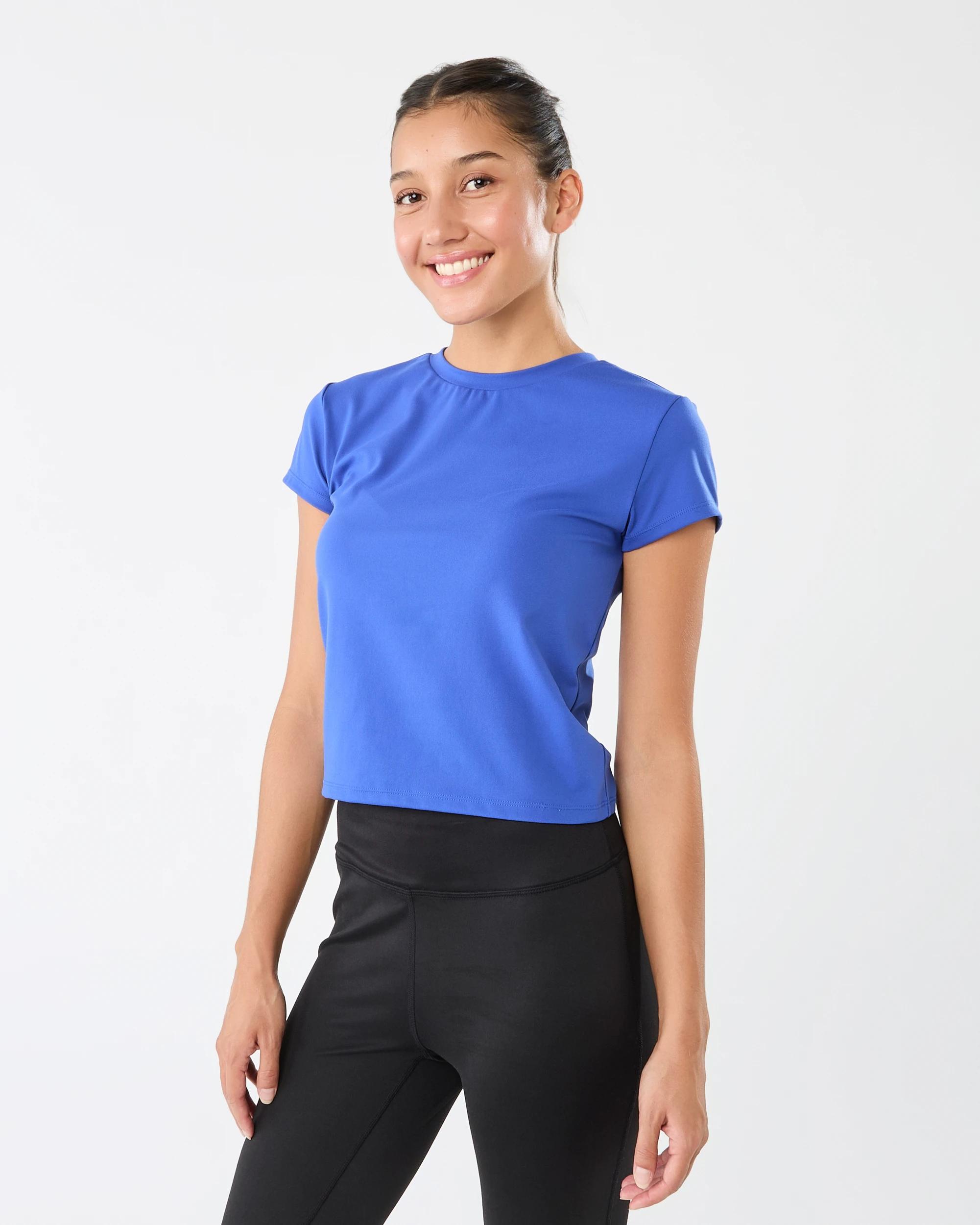 2 Active Womens Ultra Soft Crew Neck T-shirt Deepultblu, 2 of 7