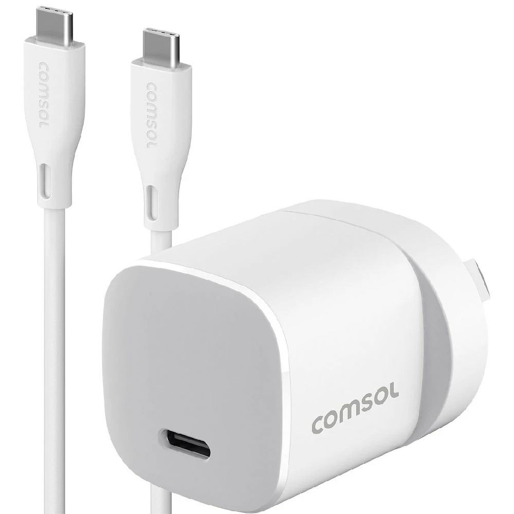 1 Comsol 30W USB-C Wall Charger with Cable White, 1 of 6
