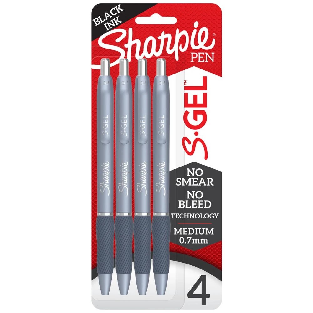 1 Sharpie S-Gel Retractable Gel Pen Blue Barrel Black 4 Pack, 1 of 8