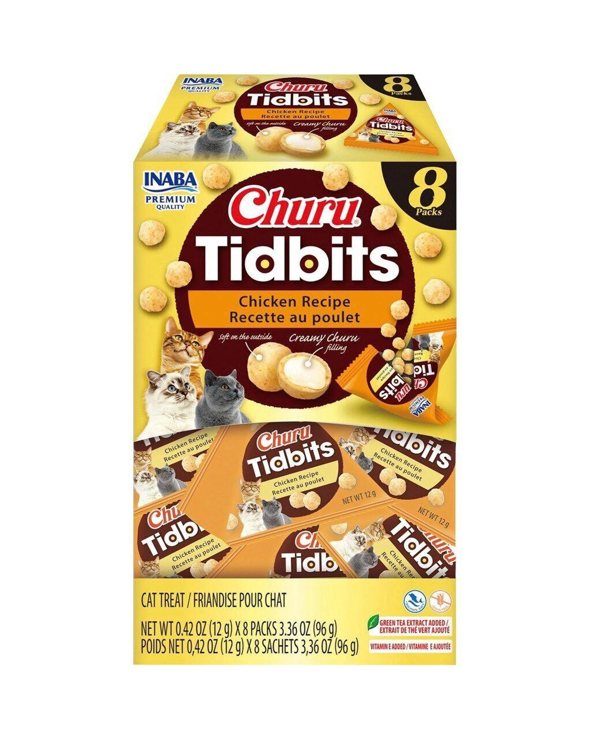 1 Inaba Churu Tidbits Pet Cat Treats Chicken Recipe 8 Pack 96g, 1 of 2