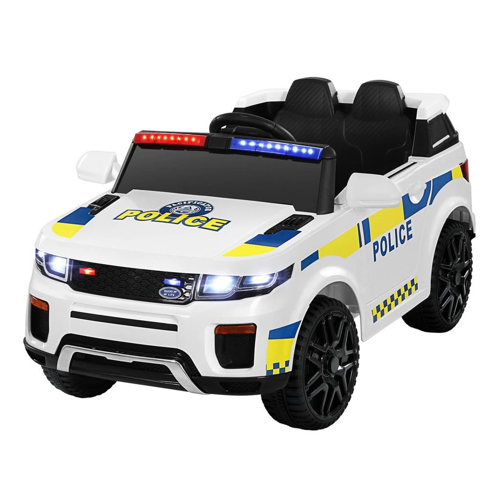 1 Rigo Kids Electric Ride On Patrol Police Car Horn Music Remote - White, 1 of 5