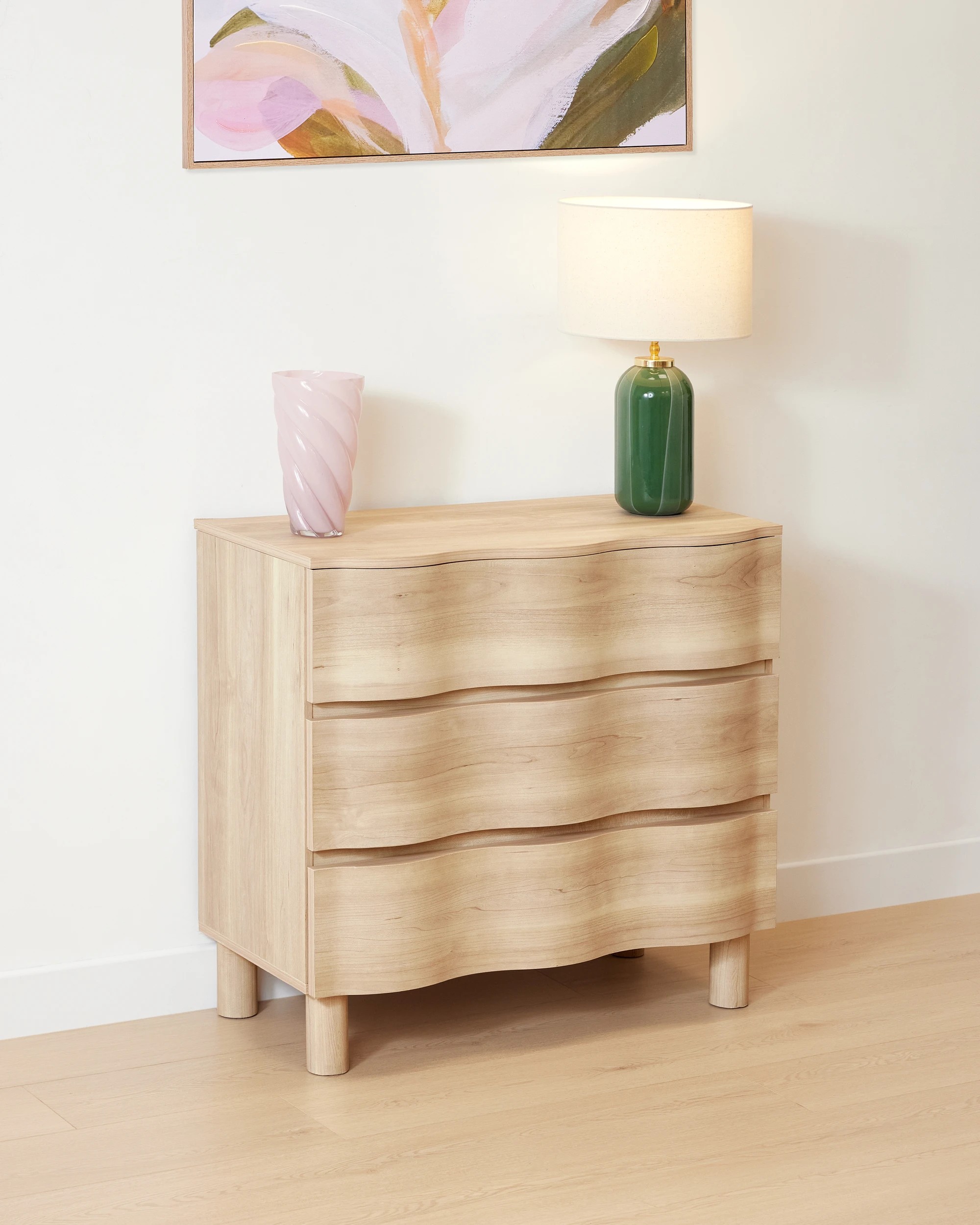 1 Ripple 3 Drawer Chest - Light Oak, 1 of 8