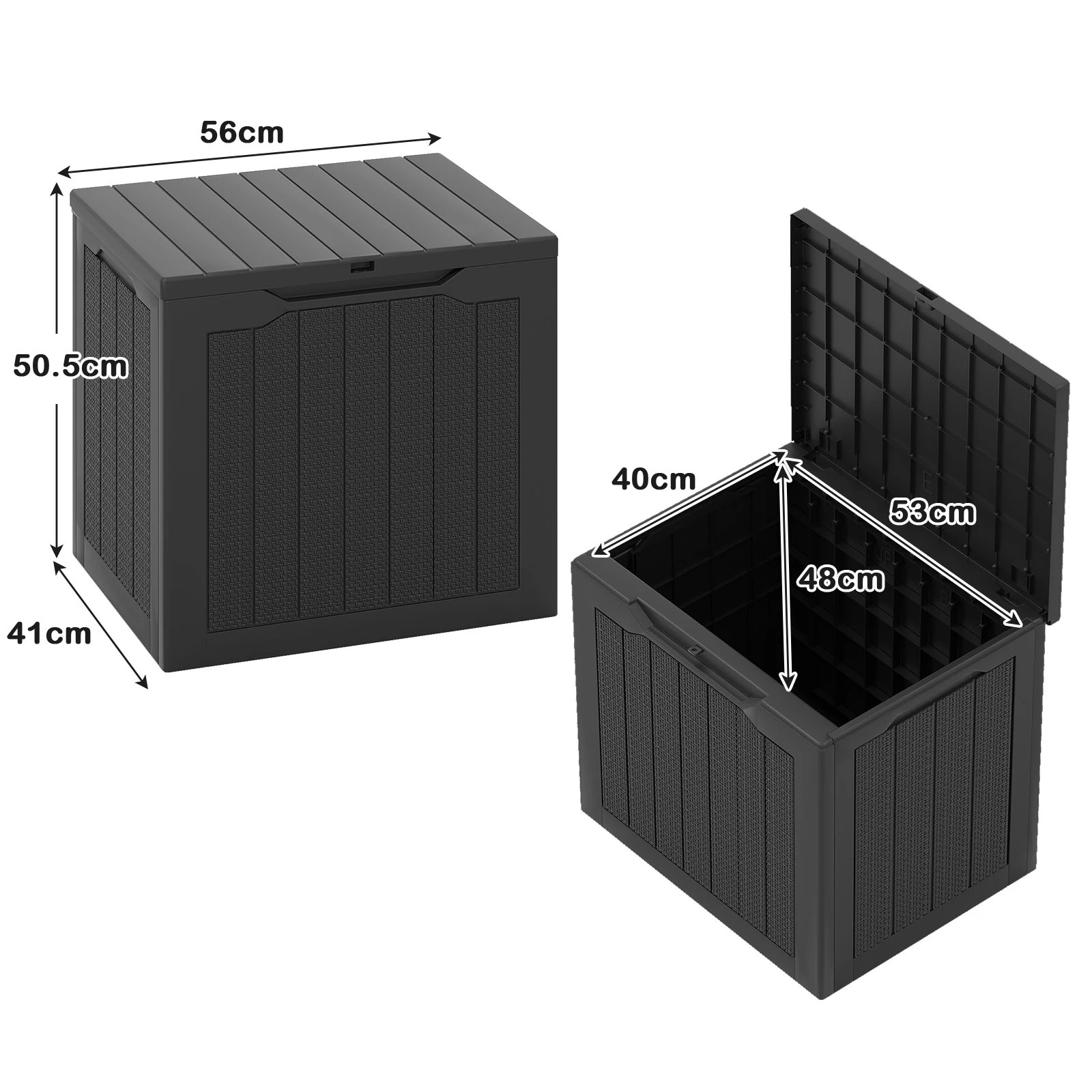 2 Costway 96L Outdoor Storage Box w/Lockable Lid Waterproof Patio Storage Bin - Black, 2 of 6