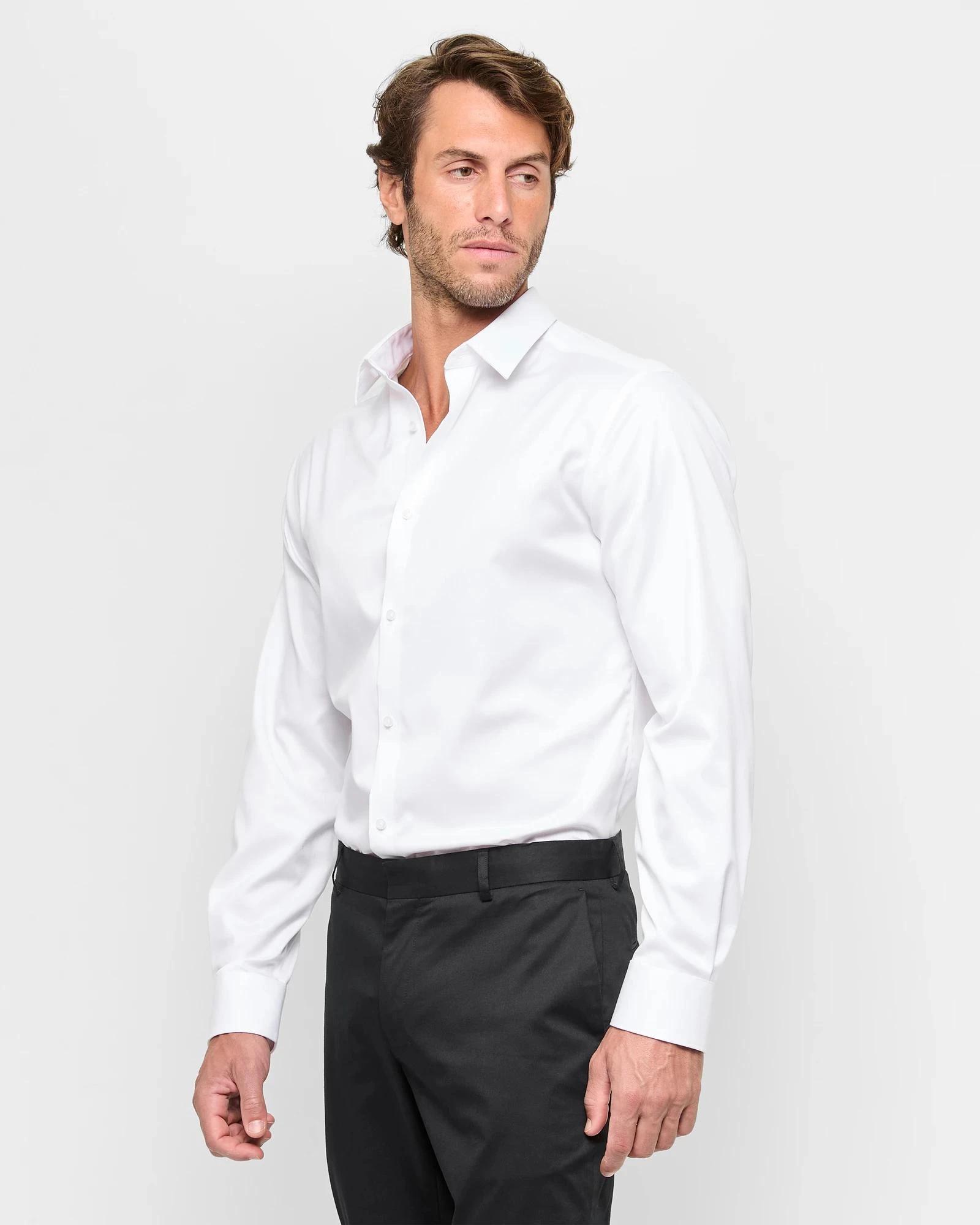 3 Preview Non Iron Long Sleeve Business Shirt NEW WHITE, 3 of 7