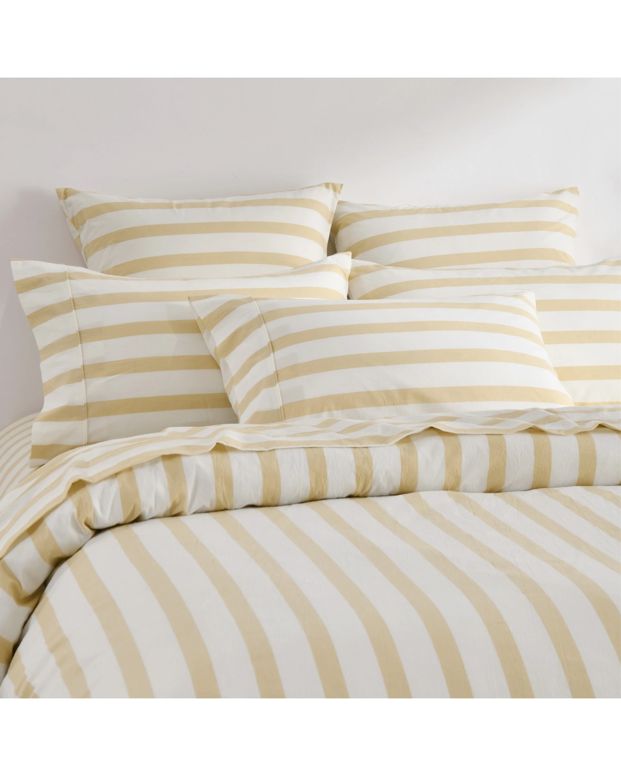 2 Dreamaker Cove Yarn Dyed Washed Cotton Striped Quilt Cover Set - Single Bed - Sand, 2 of 7