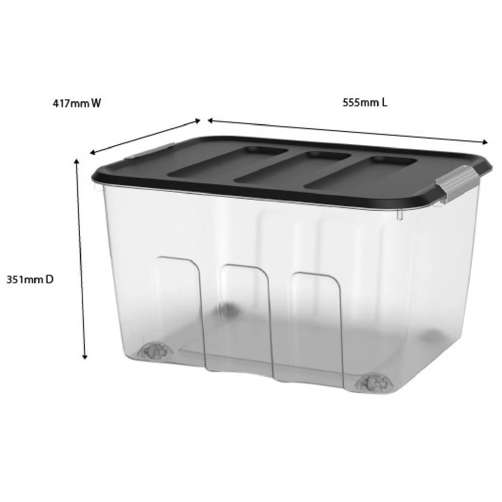2 J.Burrows 52L Modular Storage Container Clear/Grey, 2 of 6