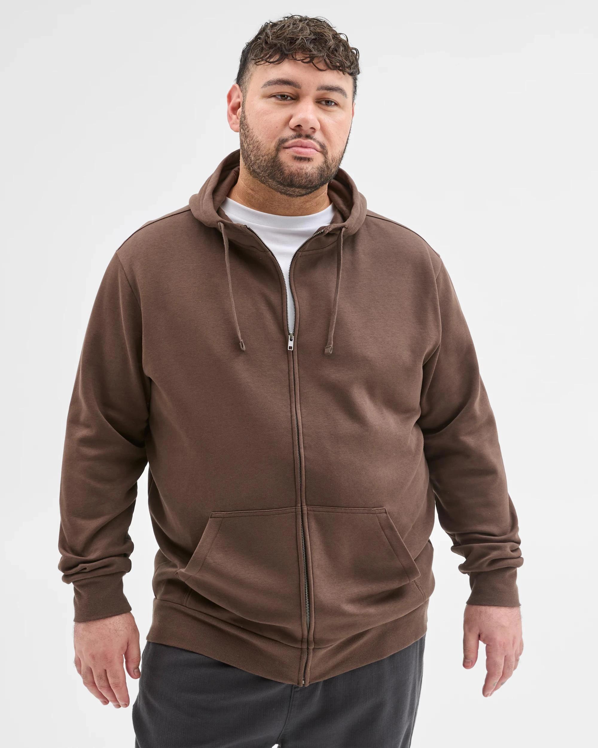 2 Target Man Plus Plus Size Core Australian Cotton Blend Zip Thru Hoodie CHOCOLATE, 2 of 5