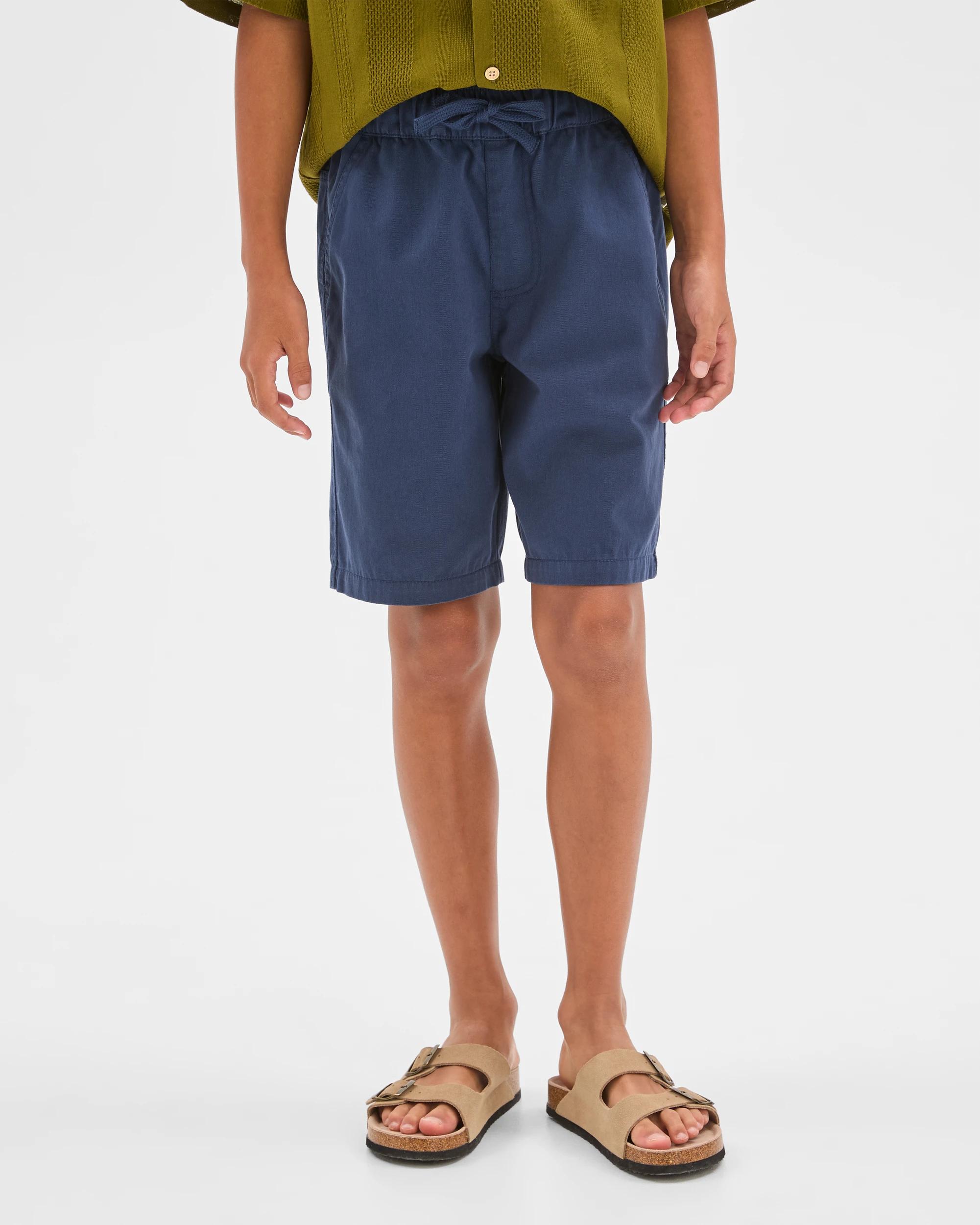 3 Target Kids Elastic Waist Chino Shorts NAVY, 3 of 6