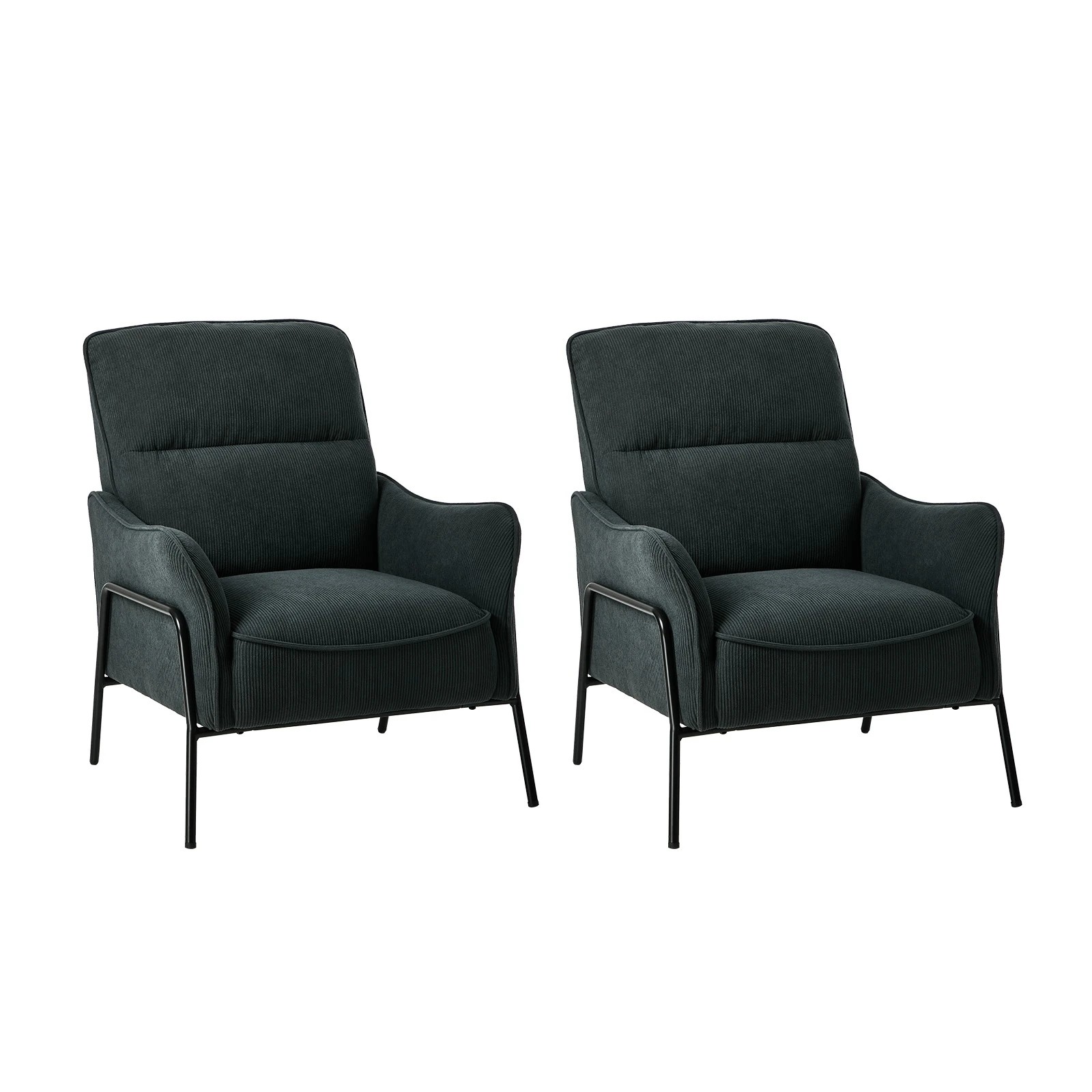 1 Oikiture 2x Armchair Chenille Fabric Lounge Chair Accent Chair - Grey, 1 of 9