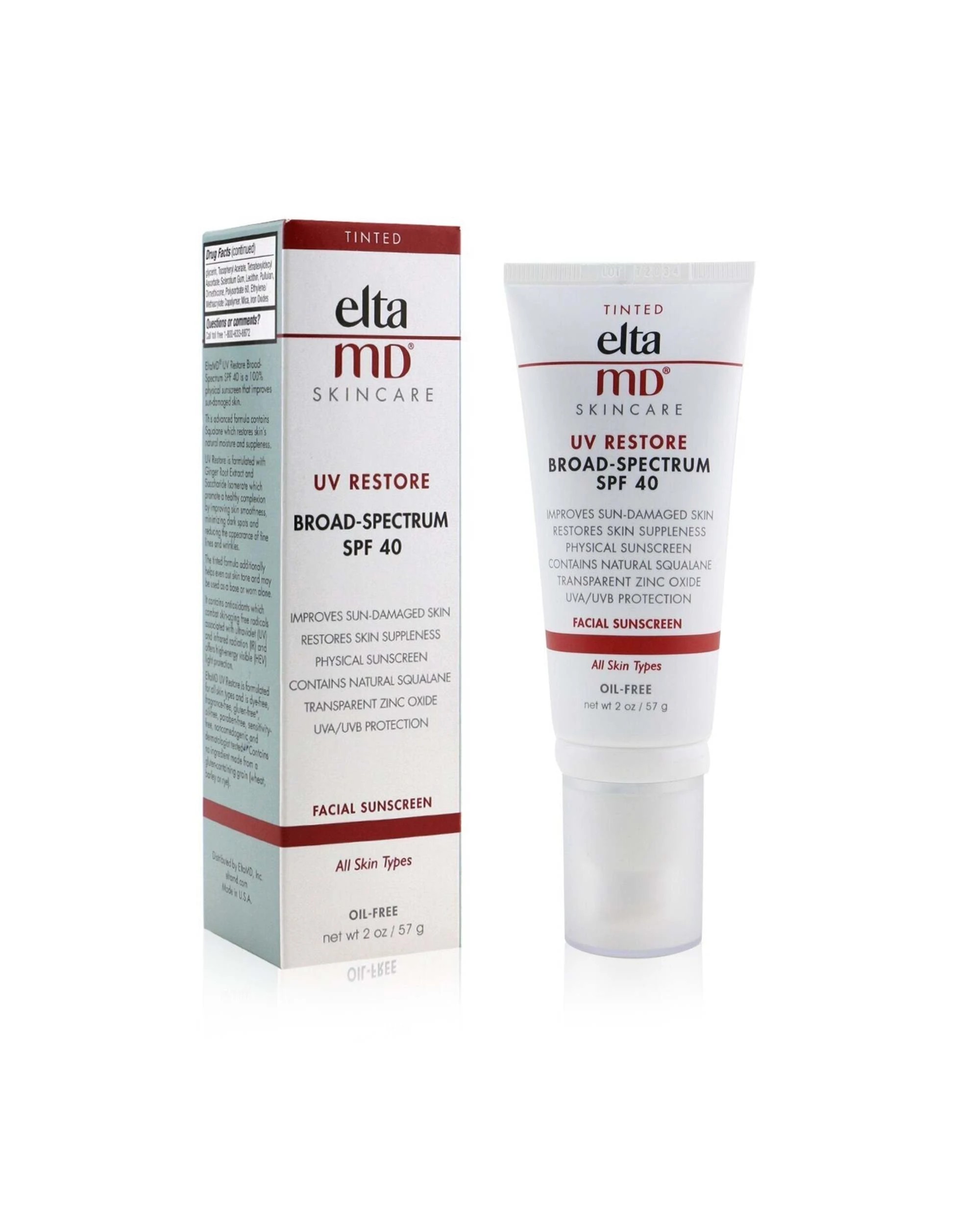 2 EltaMD UV Restore Physical Facial Sunscreen SPF 40 - Tinted  57g/2oz, 2 of 3