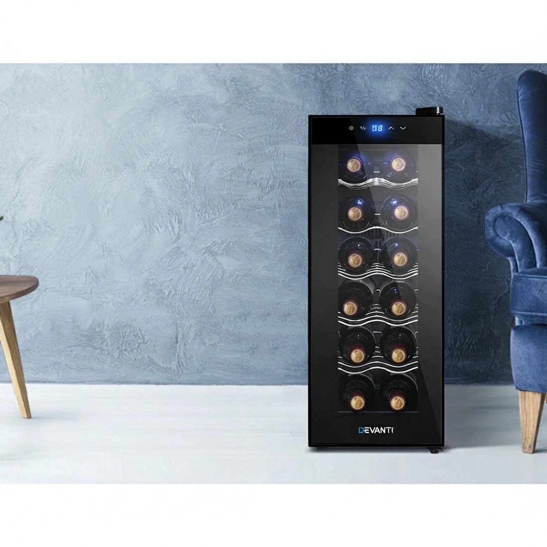 4 Devanti Wine Fridge Cooler 12 Bottles - Black, 4 of 6