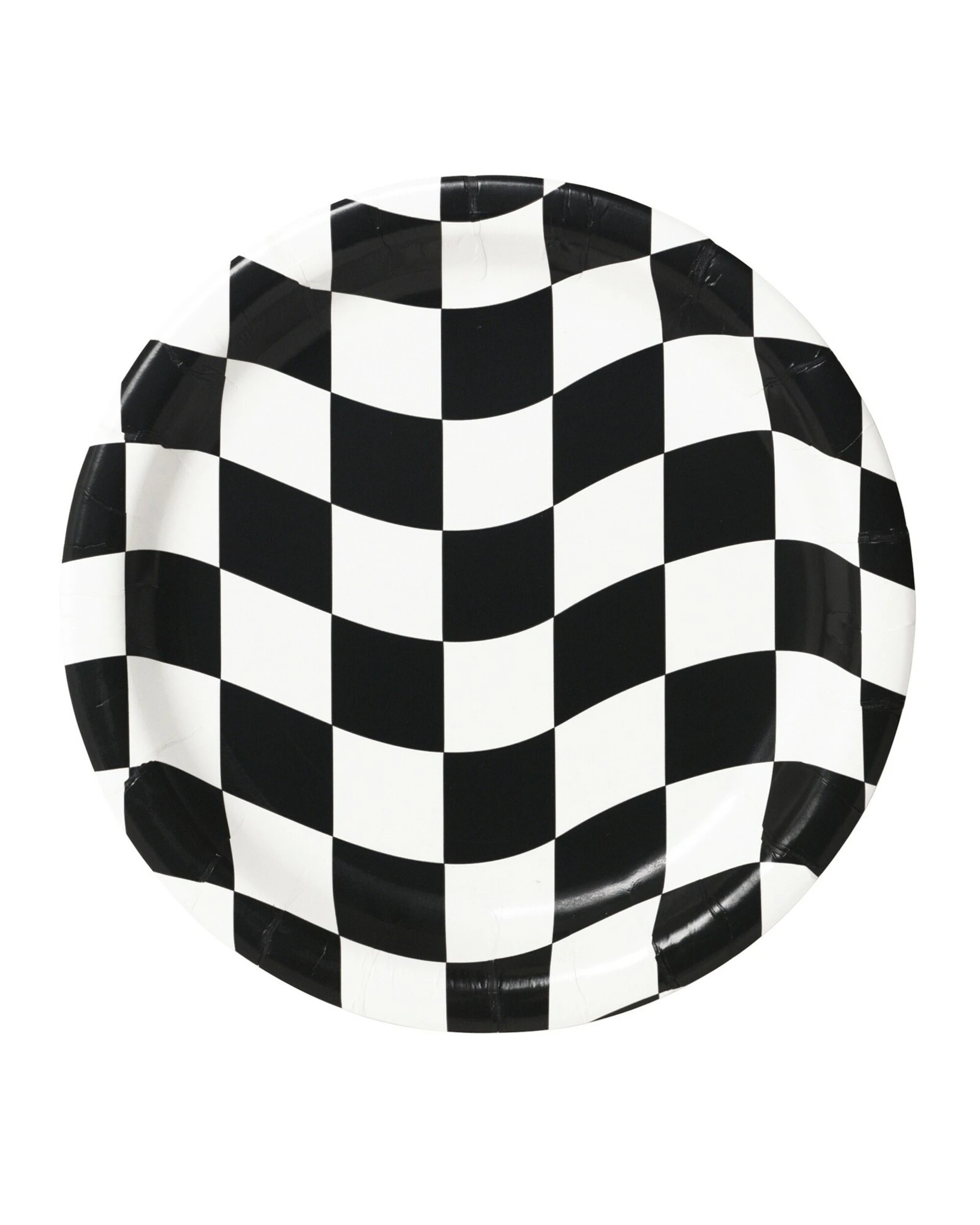 1 Creative Converting Black and White Checkered Wave Small Paper Plates Pack of 8, 1 of 1