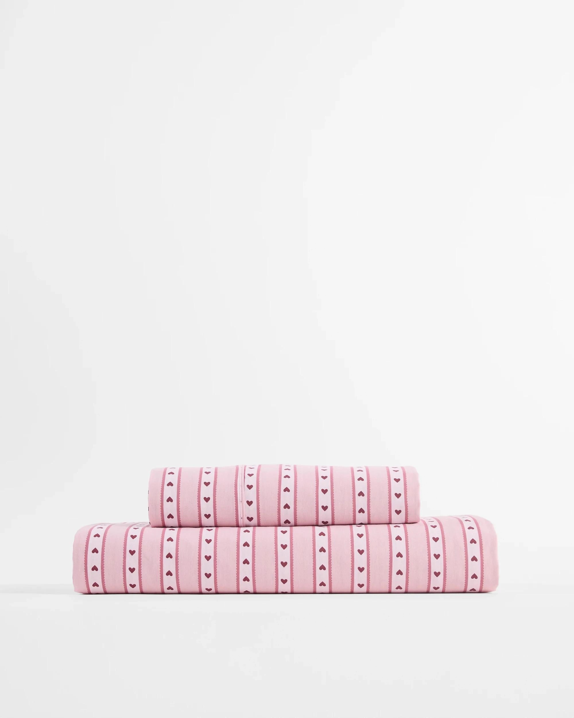 4 Target Australian Cotton Stripe Heart Kids Fitted Sheet - Single Bed - Pink, 4 of 4