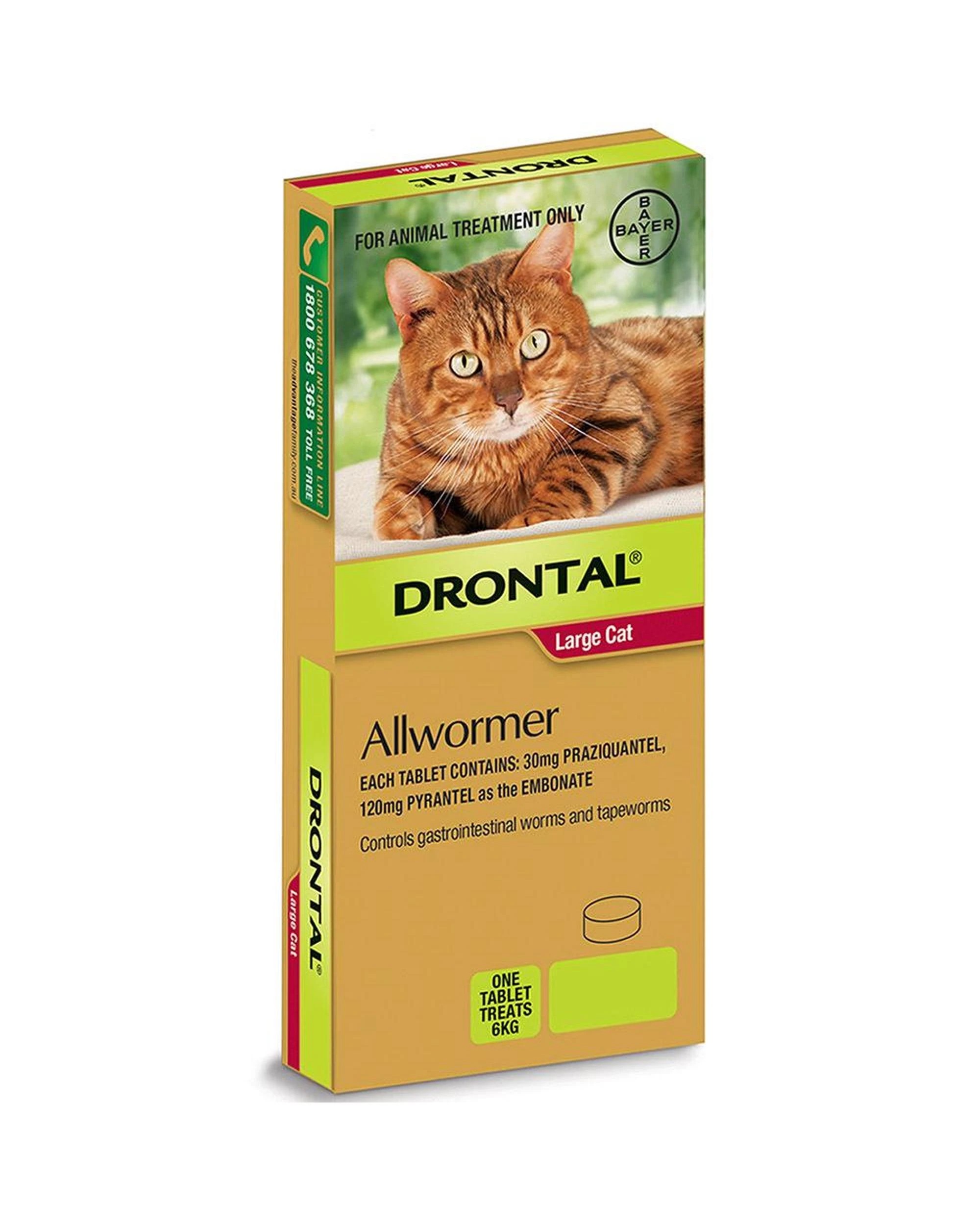 1 Drontal Tablet Allwormer for Large Cats & Kittens 6kg 2 Pack, 1 of 1