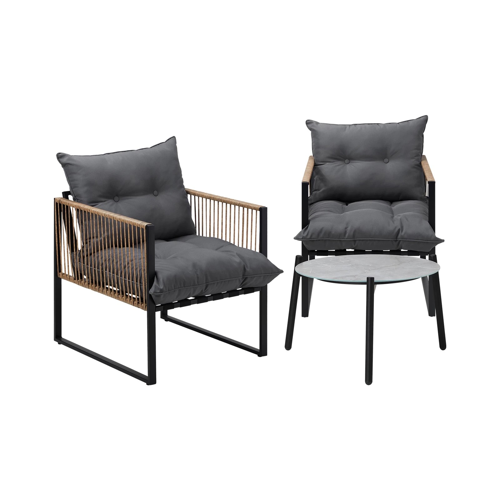 8 Livsip Outdoor Patio Set Furniture Grey 50cm Coffee Table Rattan Chairs 3pcs
 - Multi, 8 of 10