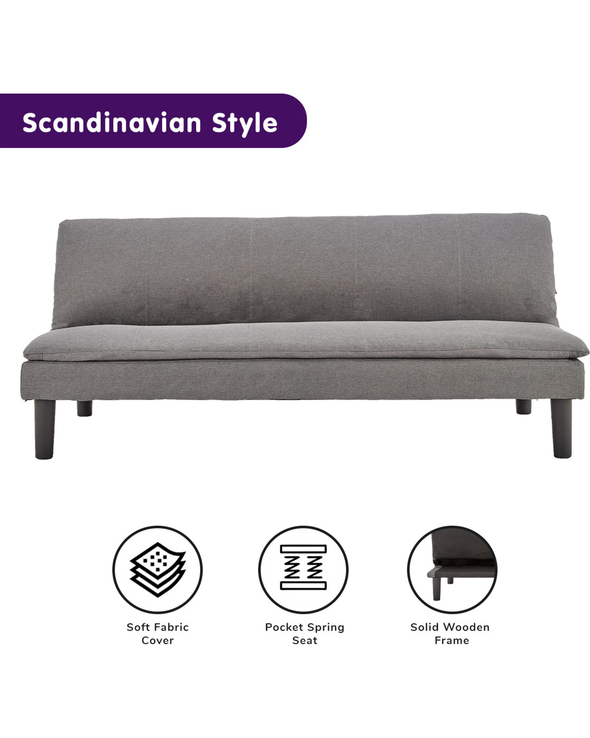 2 Sarantino 3 Seater Modular Faux Linen Fabric Sofa Bed Couch -dark Grey, 2 of 9