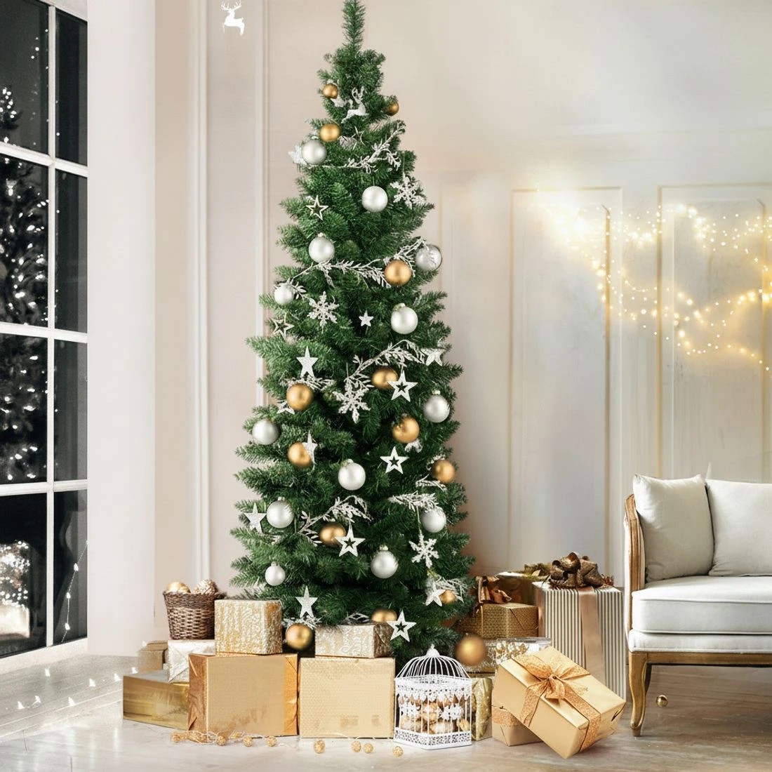 1 Jingle Jollys Christmas Tree 1.8m Xmas Tree Decorations Green 300 Tips Lush Foliage Sturdy Stand Easy Assembly - Green, 1 of 8