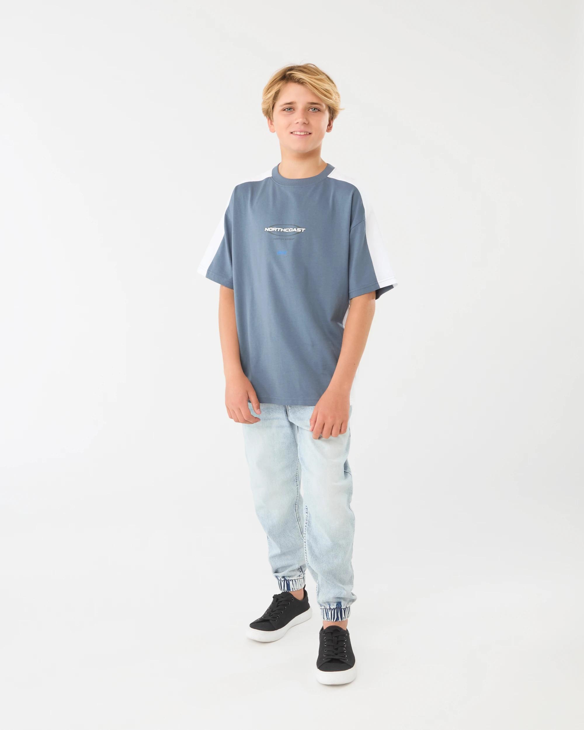 7 Short Sleeve Panelled Printed T-shirt Chinablue, 7 of 8