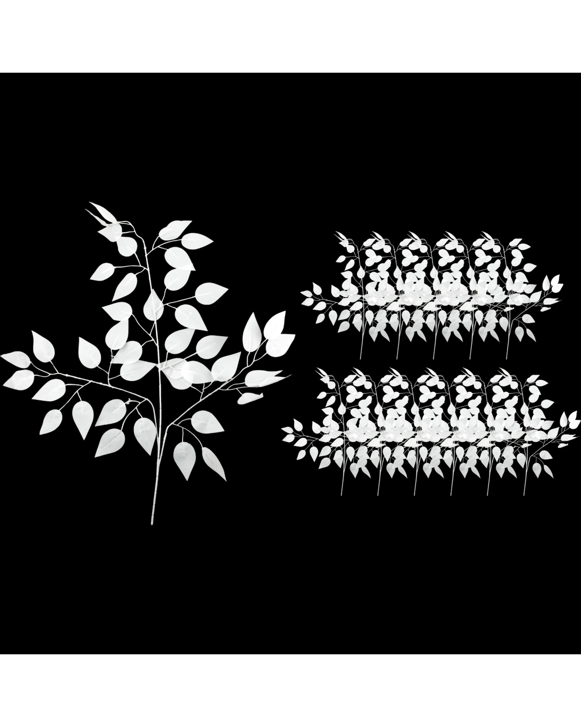 1 Partyrama Artificial Leaf Branches Pack of 12 Stems - White, 1 of 5