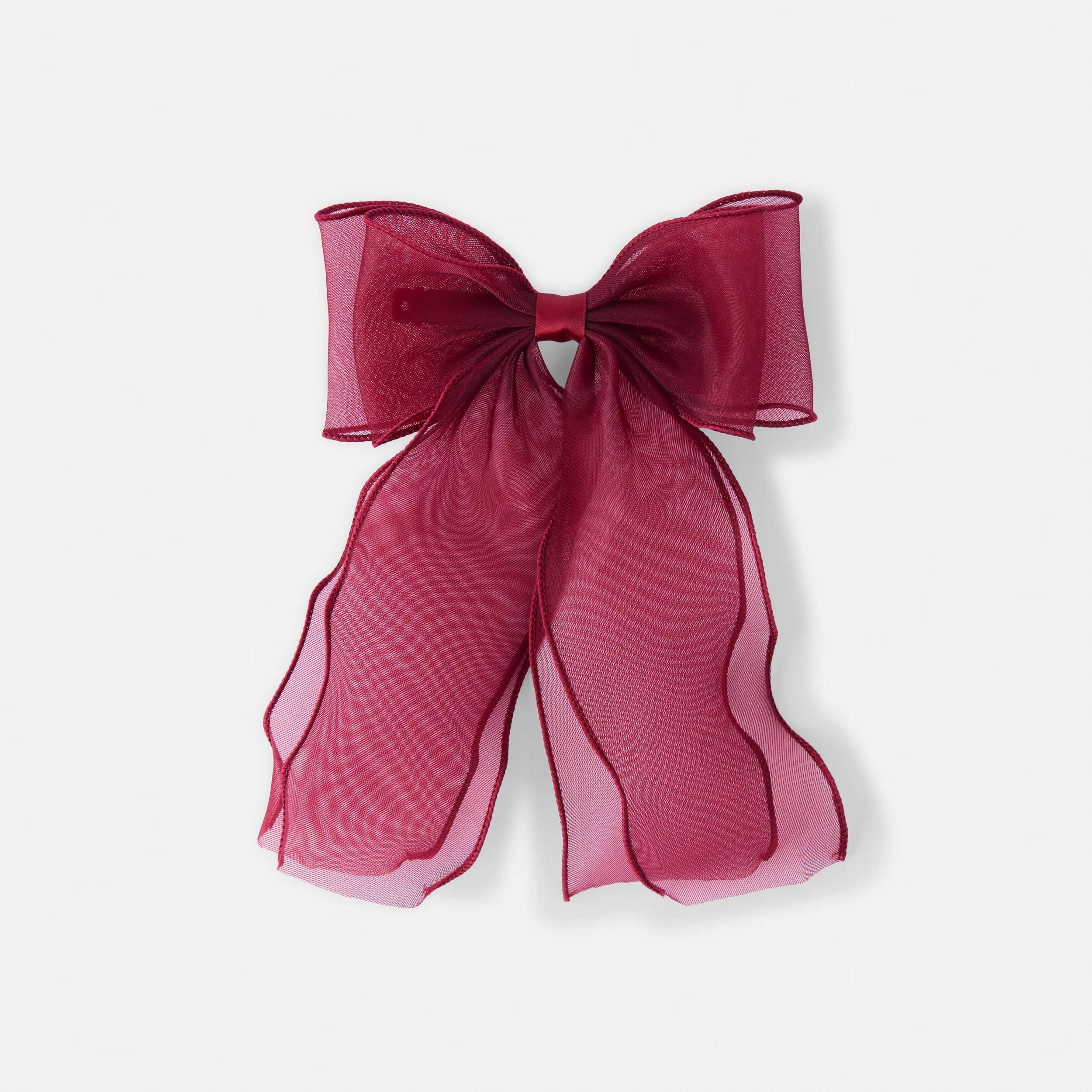 1 Red Organza Bow Hair Clip Red, 1 of 5
