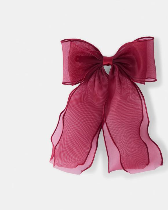 Red Organza Bow Hair Clip