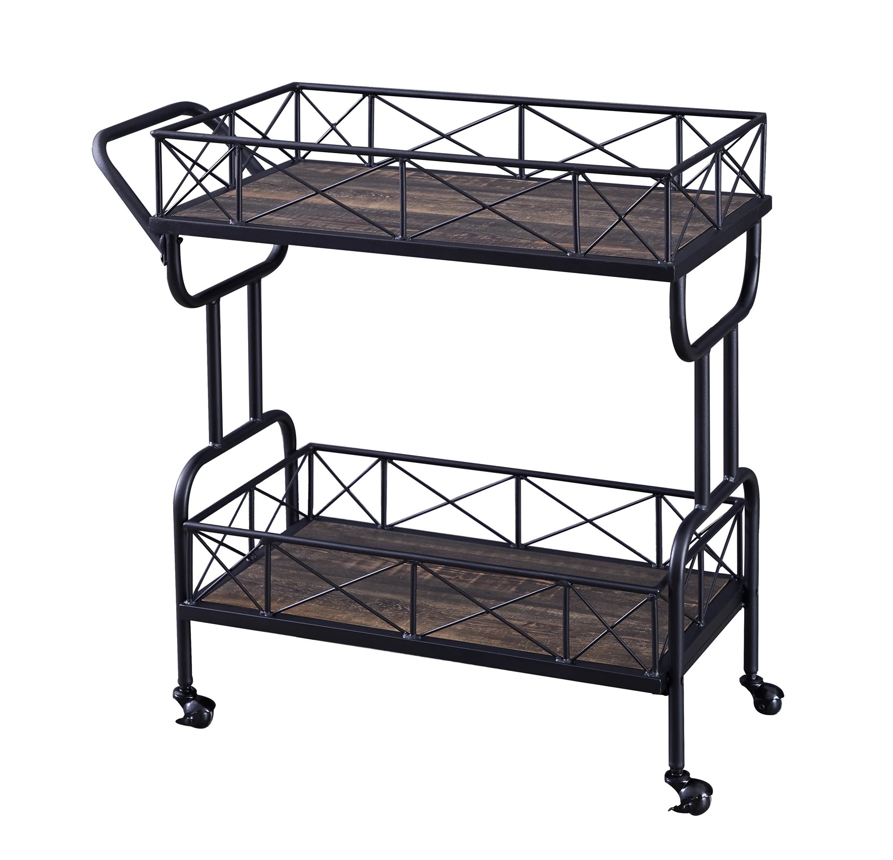 8 IHOMDEC Drink Trolley Wood and Metal Bar Carts - Black, 8 of 10