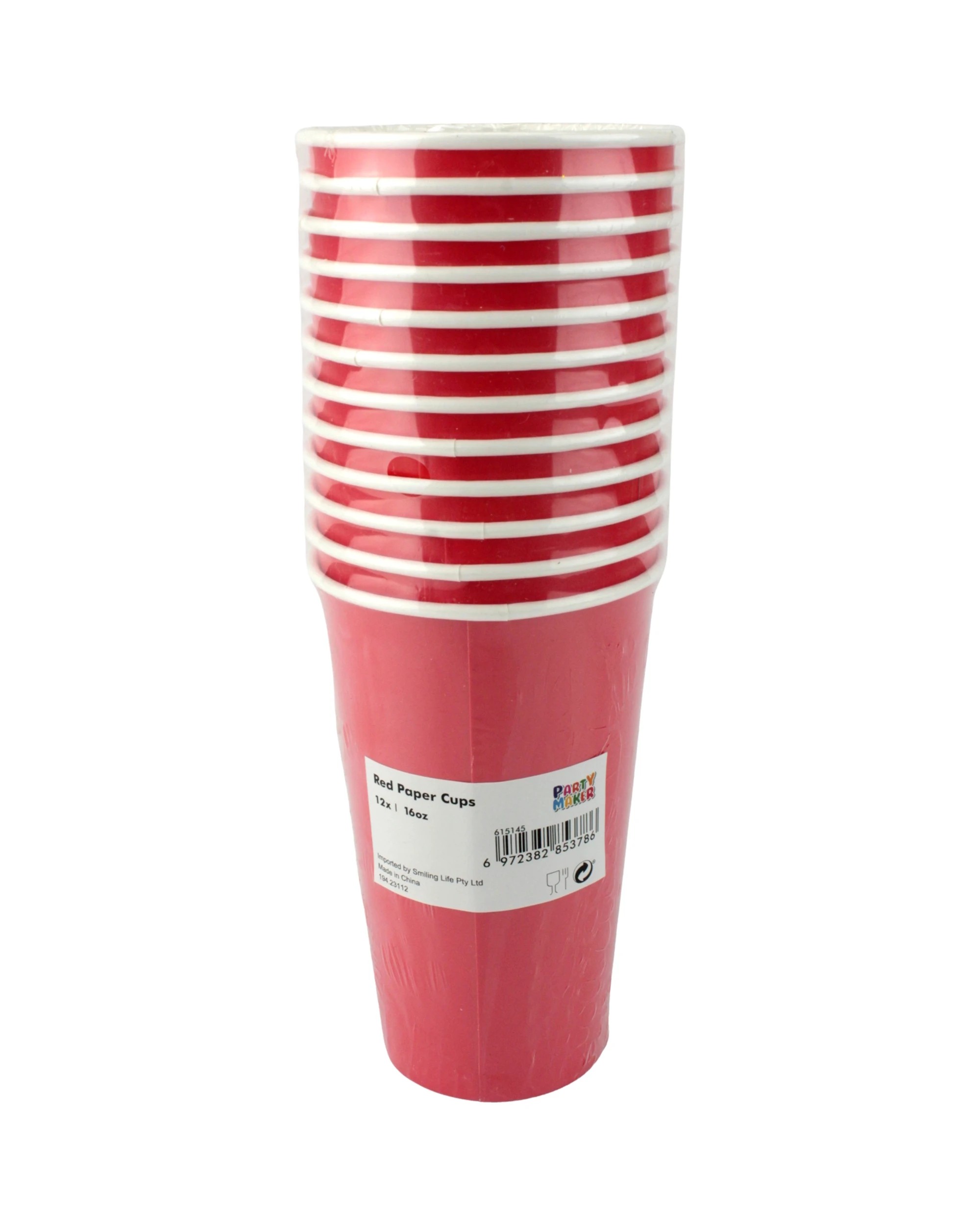3 Party Maker Tall Paper Cups 453ml Pack of 12 - Red, 3 of 3