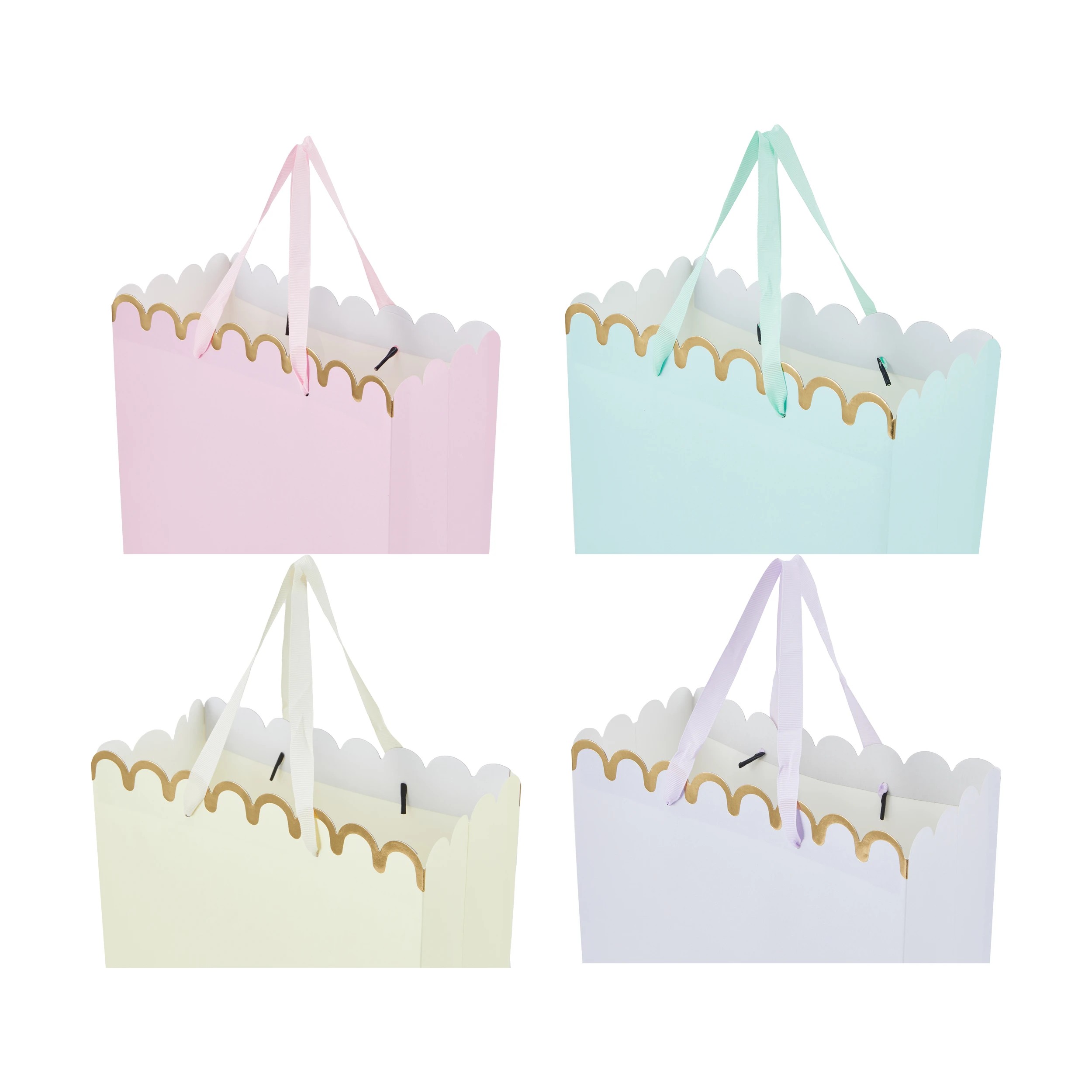 3 4 Pack Multi Pastel Scalloped Gift Bags - Large, 3 of 4
