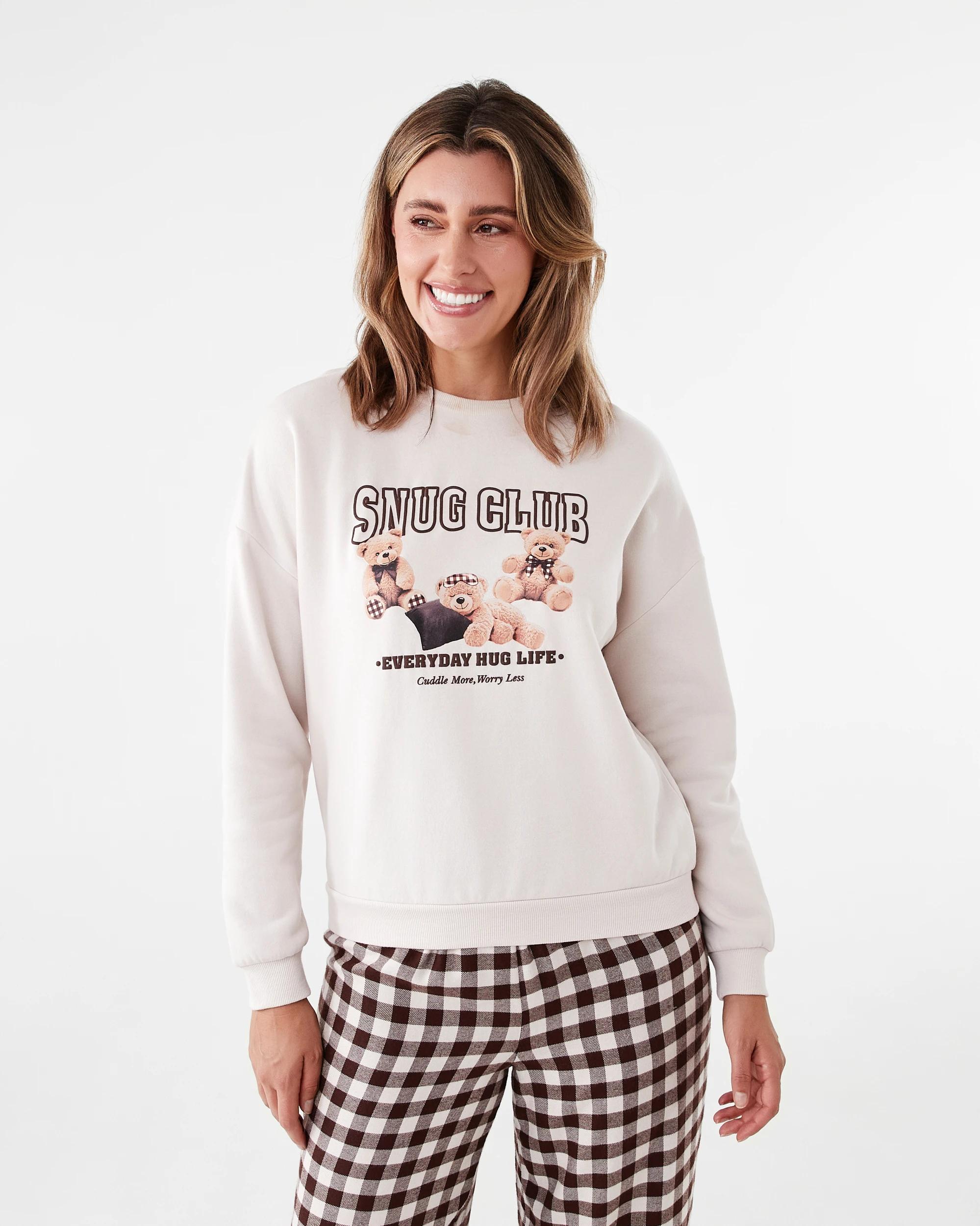 2 Sweat Top and Flannel Pants Pyjama Set Snug Club, 2 of 10