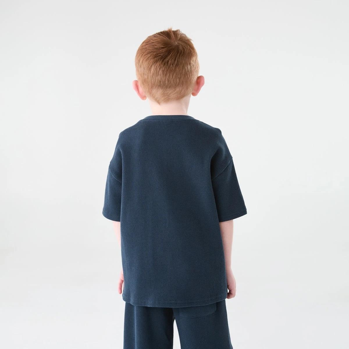 2 Waffle T-shirt Dress Navy, 2 of 9