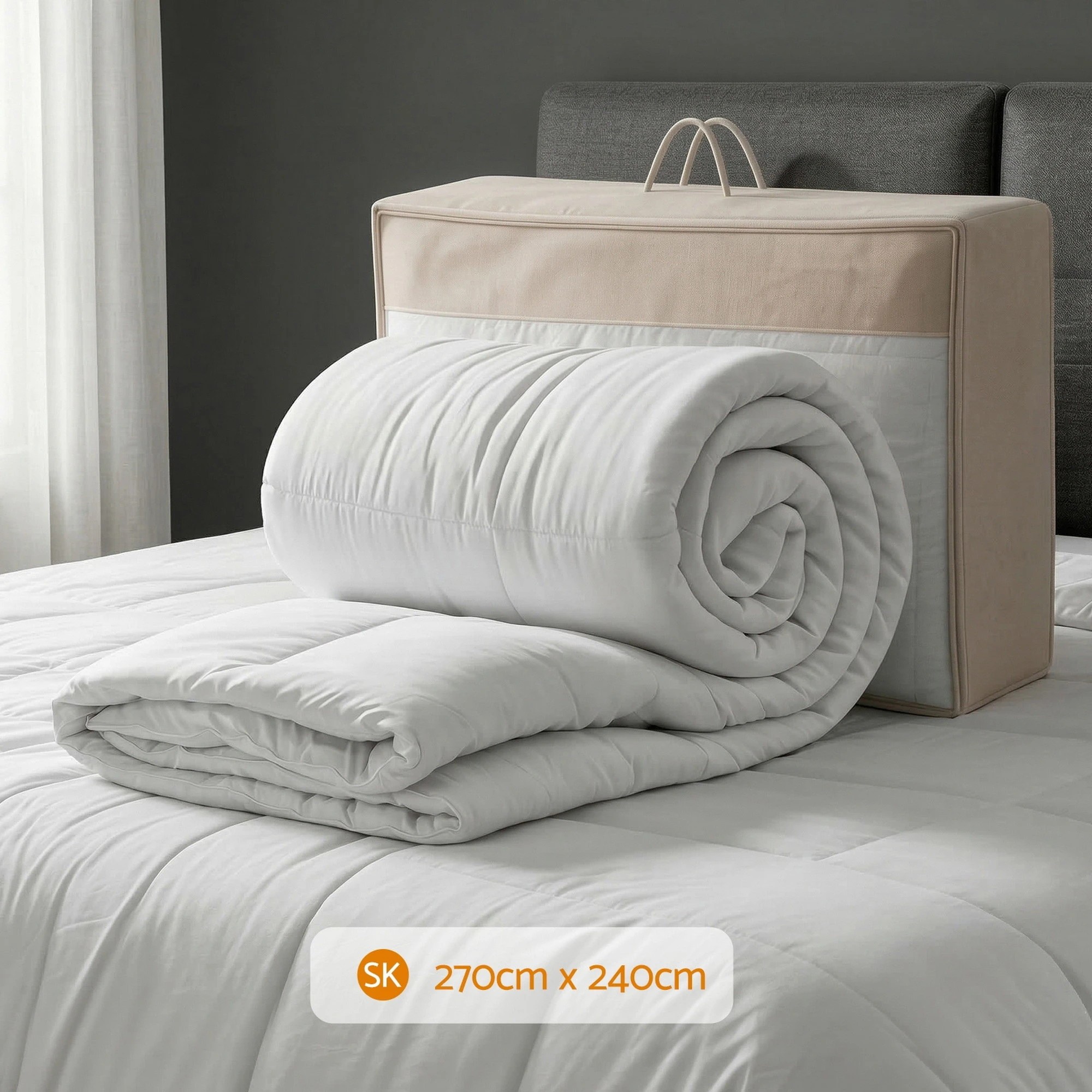 2 Giselle 500GSM Wool Quilt Winter Doona - Super King Bed - White, 2 of 4