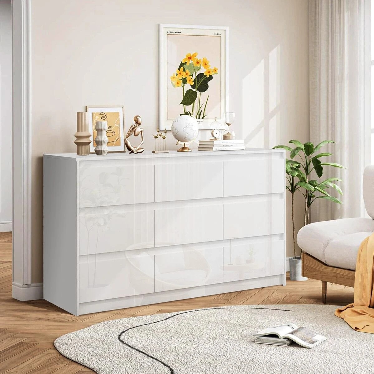 3 Ausway 9 Drawer Dresser Tallboy Chest of Drawers Clothes Storage Cabinet Organiser, 3 of 6
