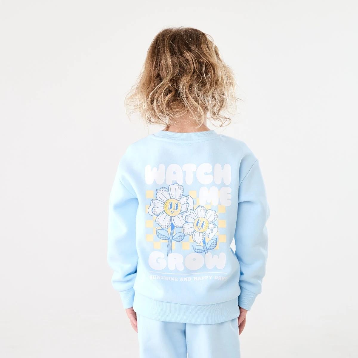 2 Print Crew Neck Sweatshirt WATCH ME GROW BLUE, 2 of 7