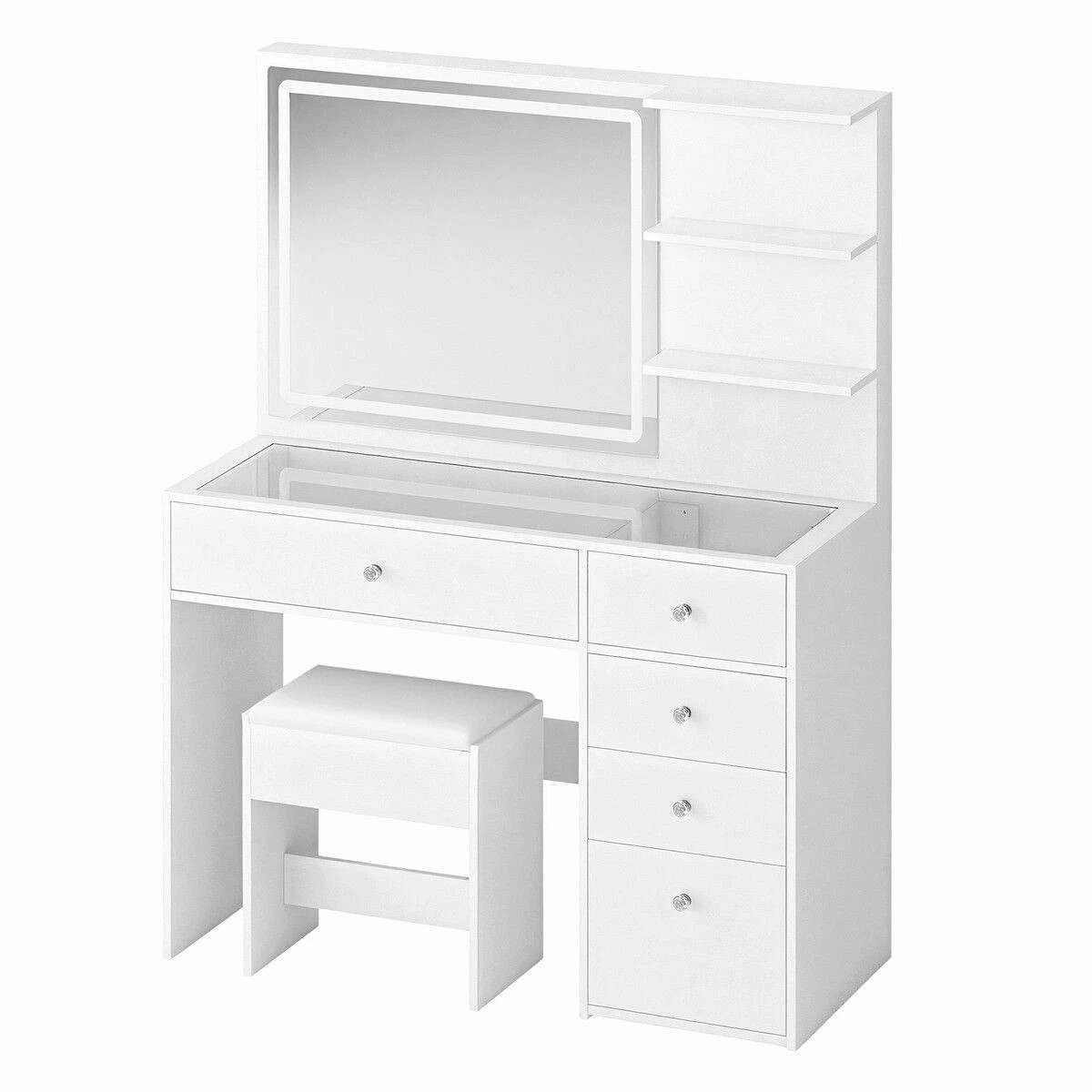 1 Ausway Dressing Table Stool Set Vanity Dresser Makeup Desk LED Lighted Mirror, 1 of 4