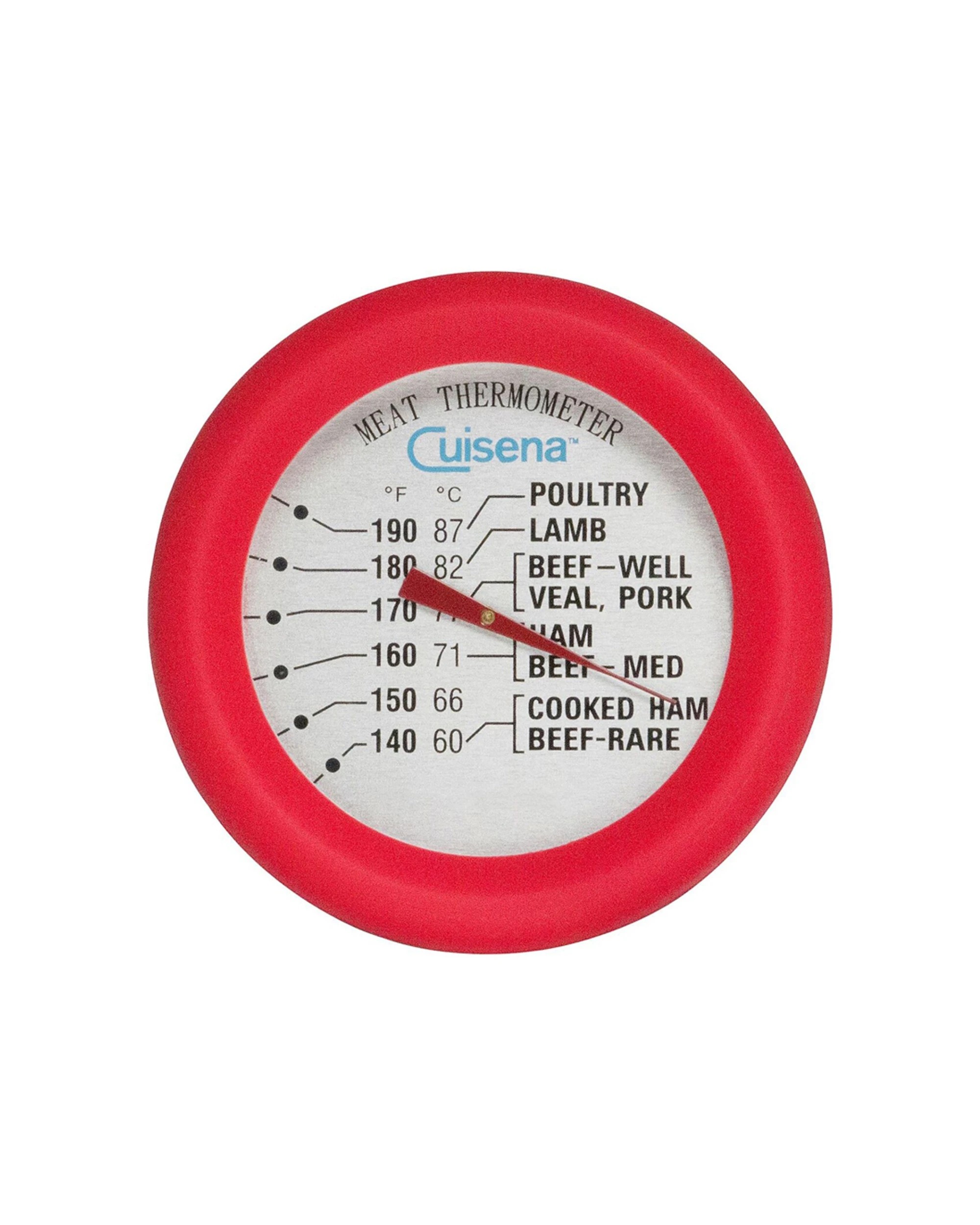 2 Cuisena Meat Thermometer Stainless Steel Silicone Cover Dual Scale Dial - Red, 2 of 3