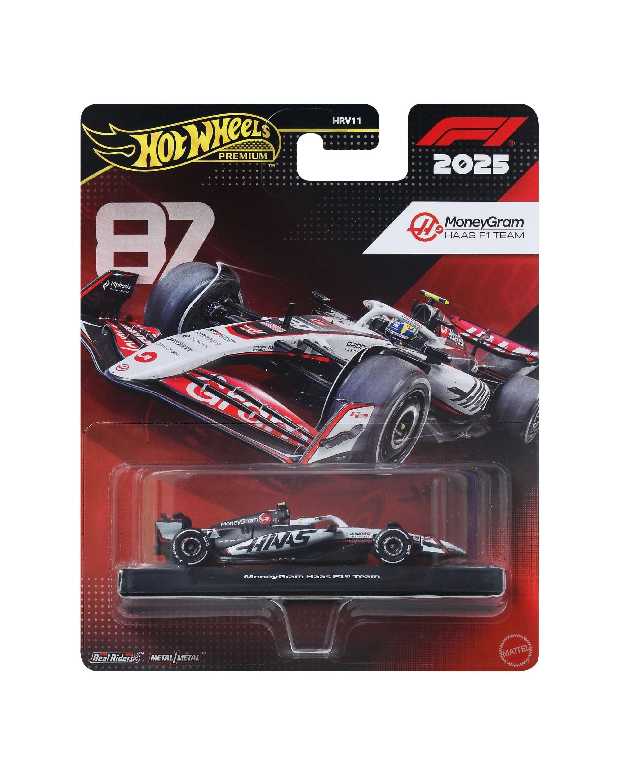 1 Hot Wheels Premium Formula 1 2025 MoneyGram Haas F1 Team #87 Oliver Bearman Diecast Vehicle, 1 of 6