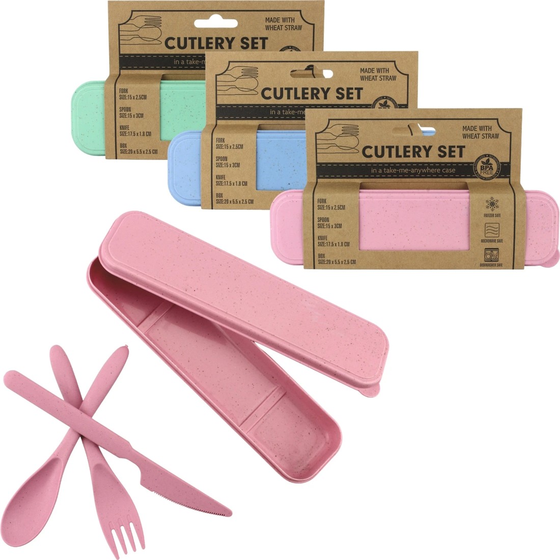 1 Durmaz Wheat Straw Travel Cutlery Set with Case, 1 of 3