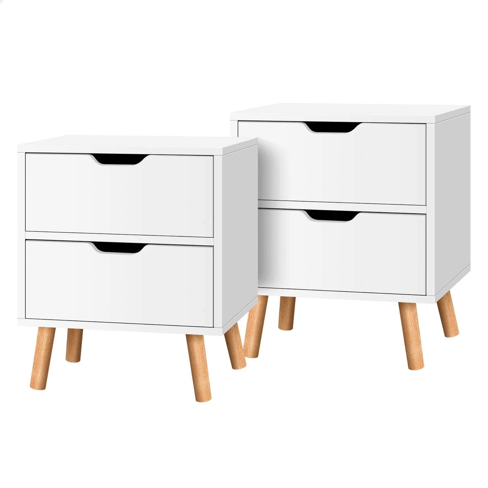 1 Alfordson 2x Bedside Table Nightstand Side Table 2 Drawers - White, 1 of 10