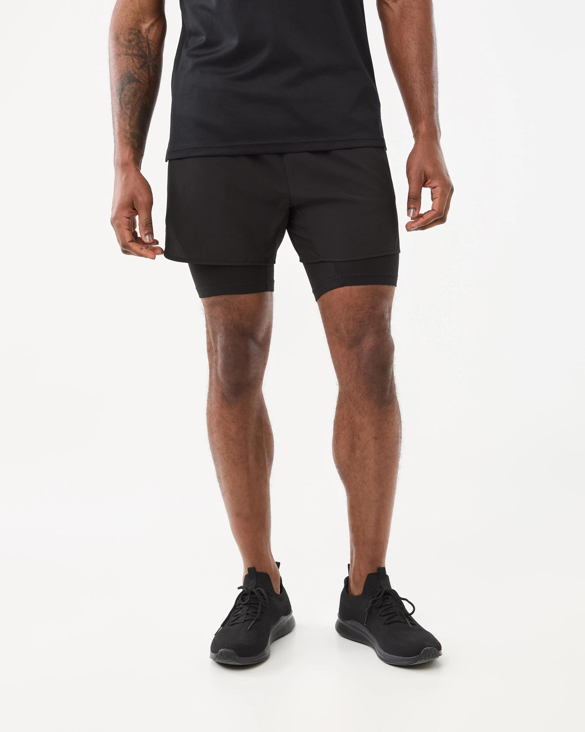 8 Active Mens Dual Layer Shorts Black, 8 of 8
