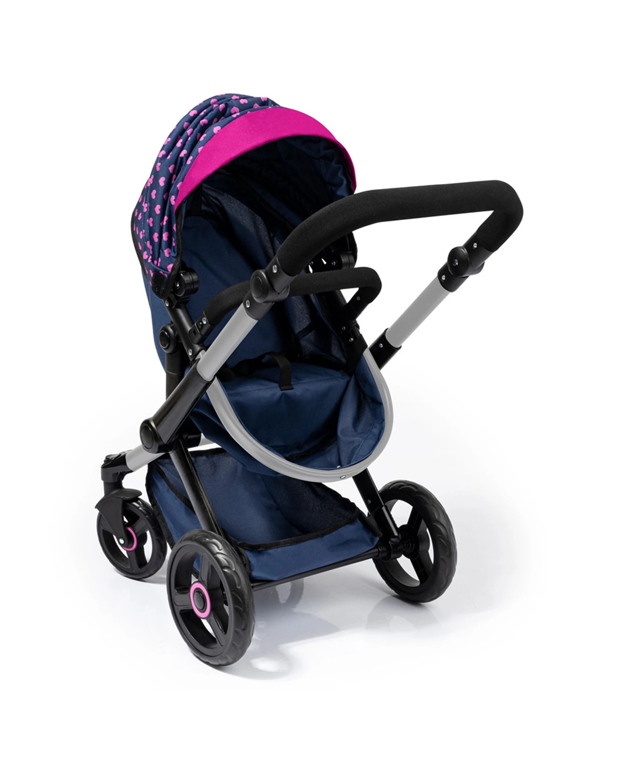 5 Bayer Xeo Compact Adjustable Doll Pram Dark Pink Heart Print Kids 3 Years+
 - Blue, 5 of 8