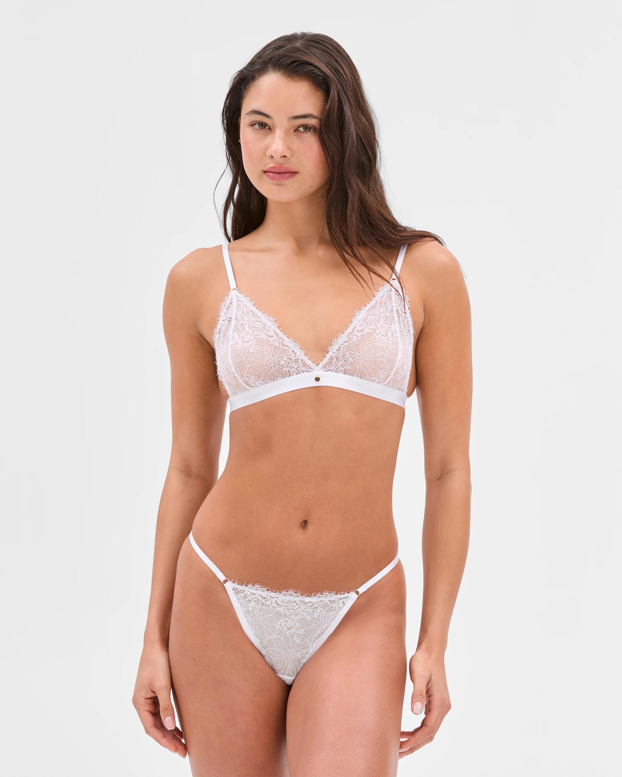 4 Lily Loves Chella Lace Plunge Bralette - White WHITE, 4 of 4
